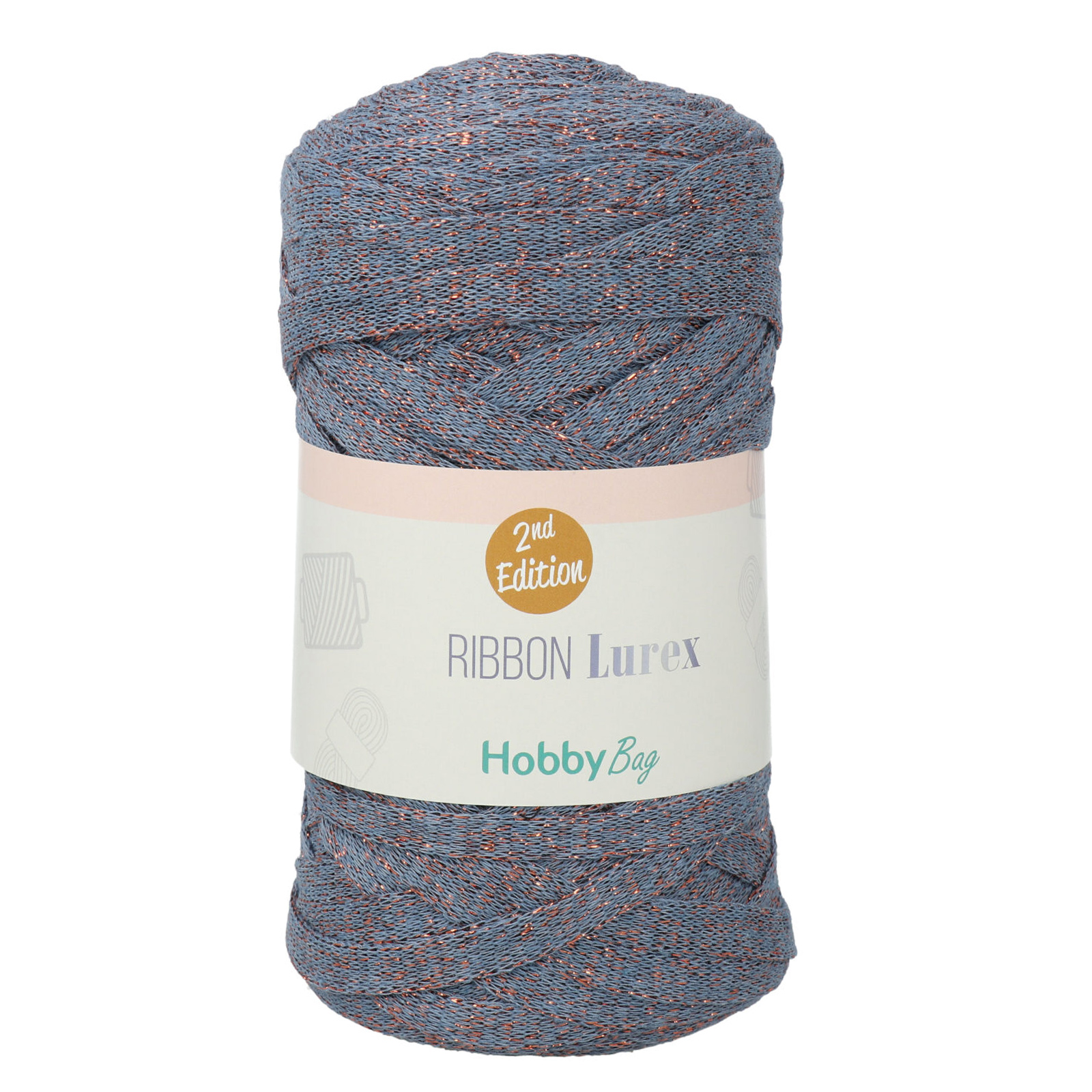 hobbybag ribbon lurex 2nd - denim/rose gold - 250gr (110mt) | 1pc