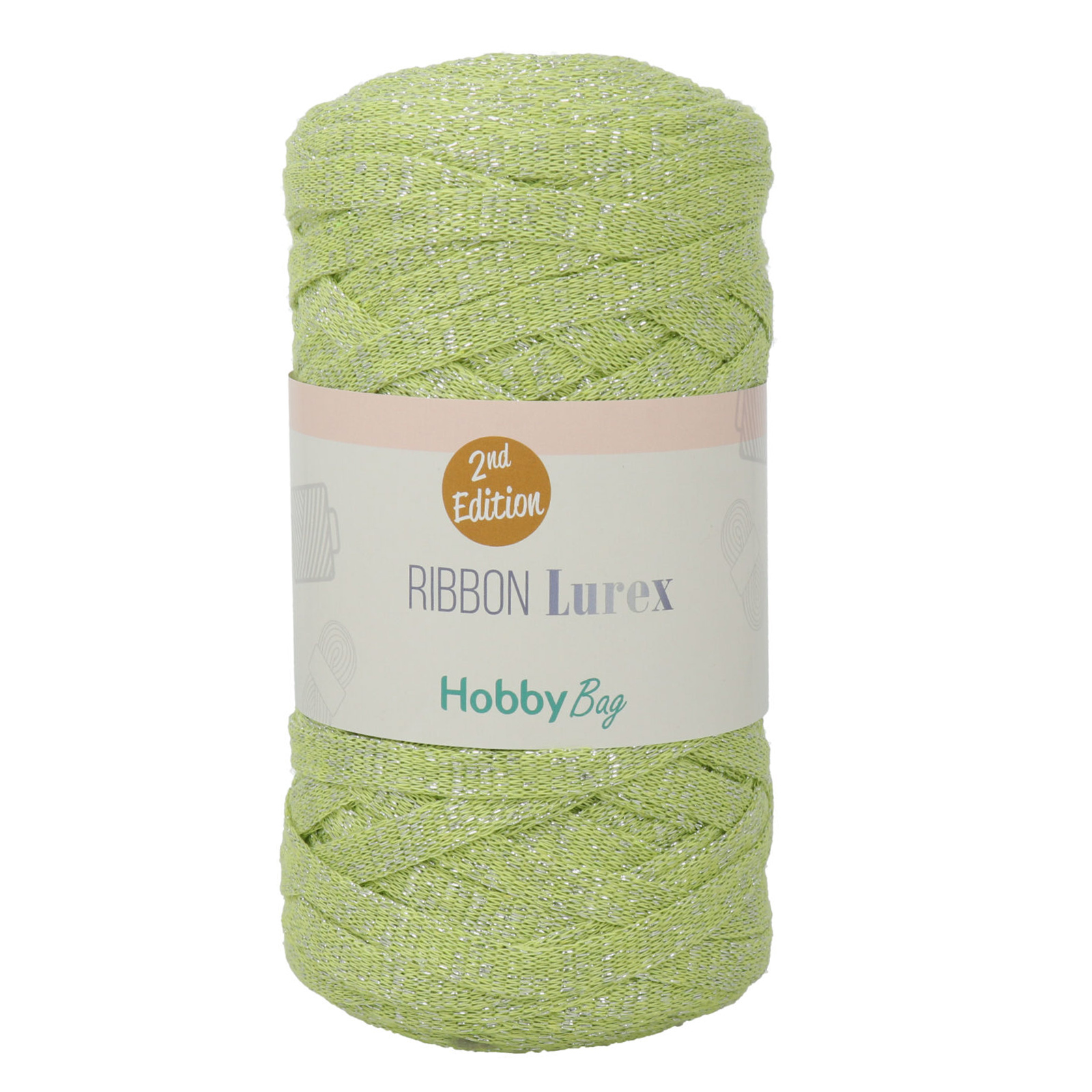 hobbybag ribbon lurex 2nd - lime/silver - 250gr (110mt) | 1pc