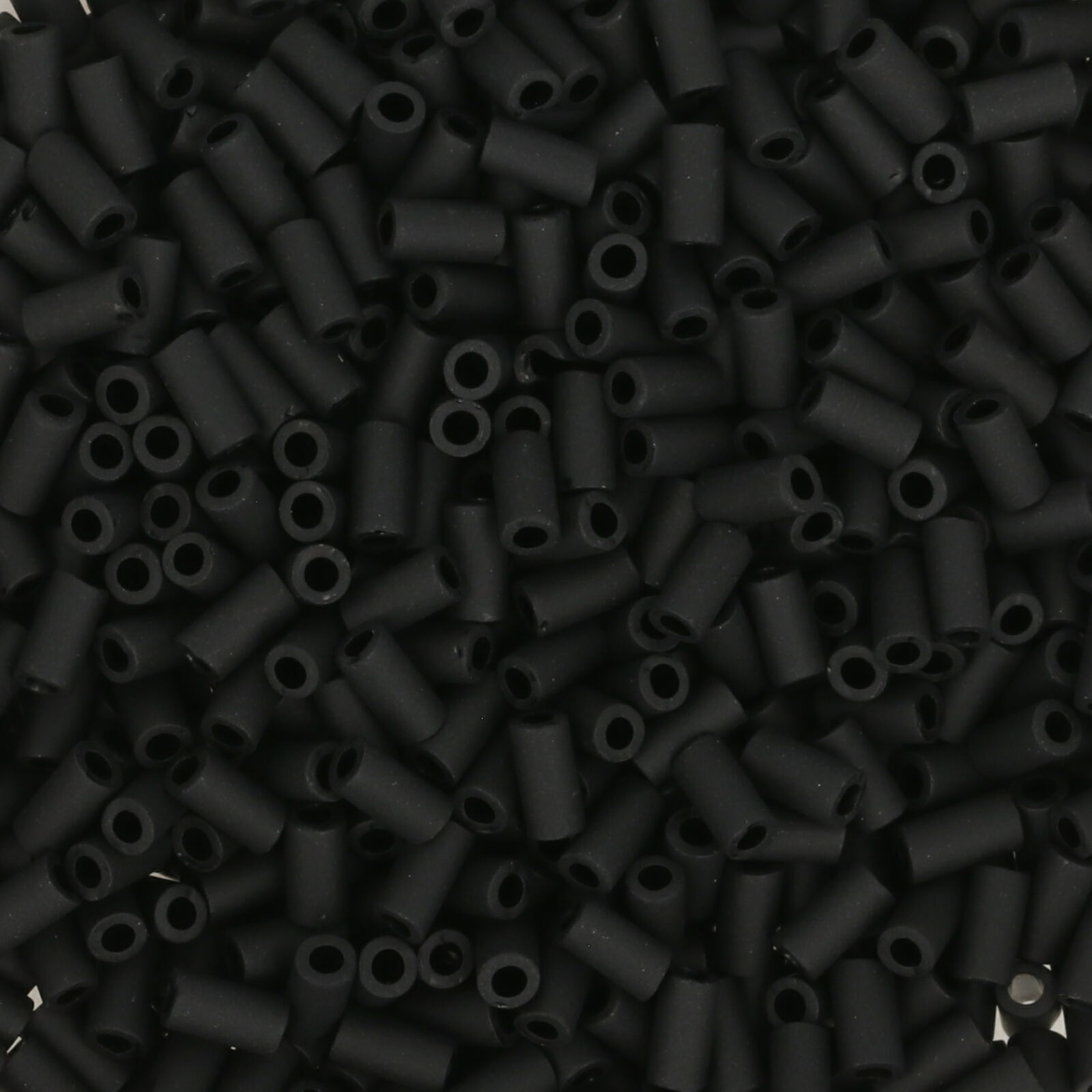 bugle toho beads 3mm - opaque frosted jet (49f) | 10gr