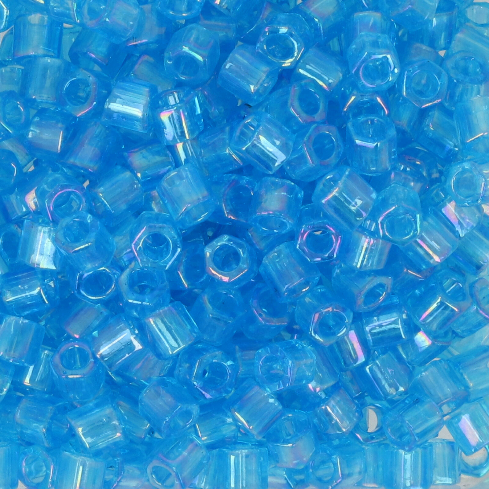 hexagon toho seed beads 8/0 transparent rainbow dark aqua (163b) | 10gr