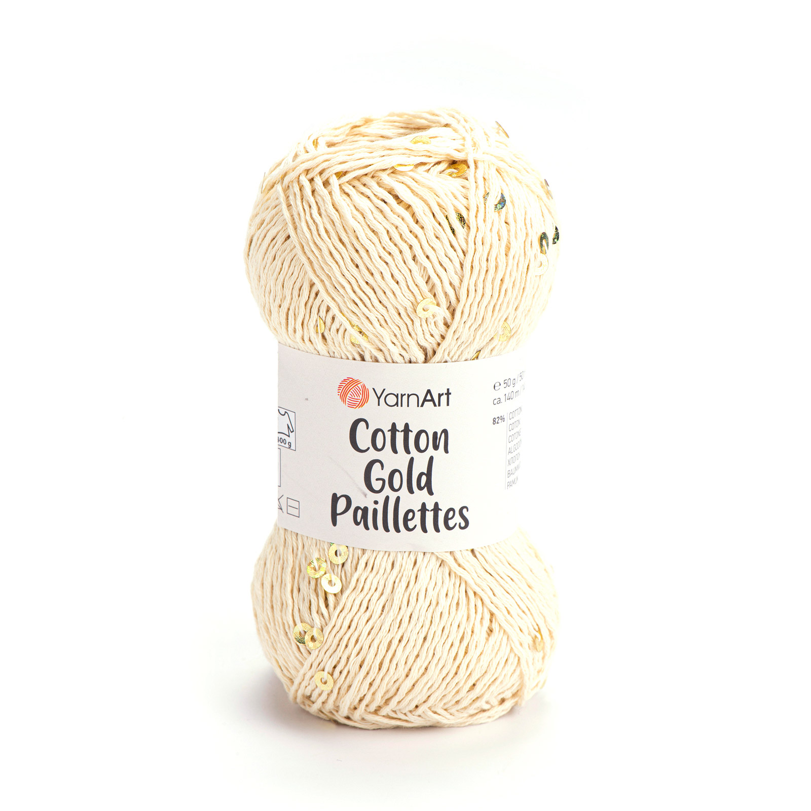 yarnart cotton gold paillettes - creme (7103) - 50gr (140mt) | 1st