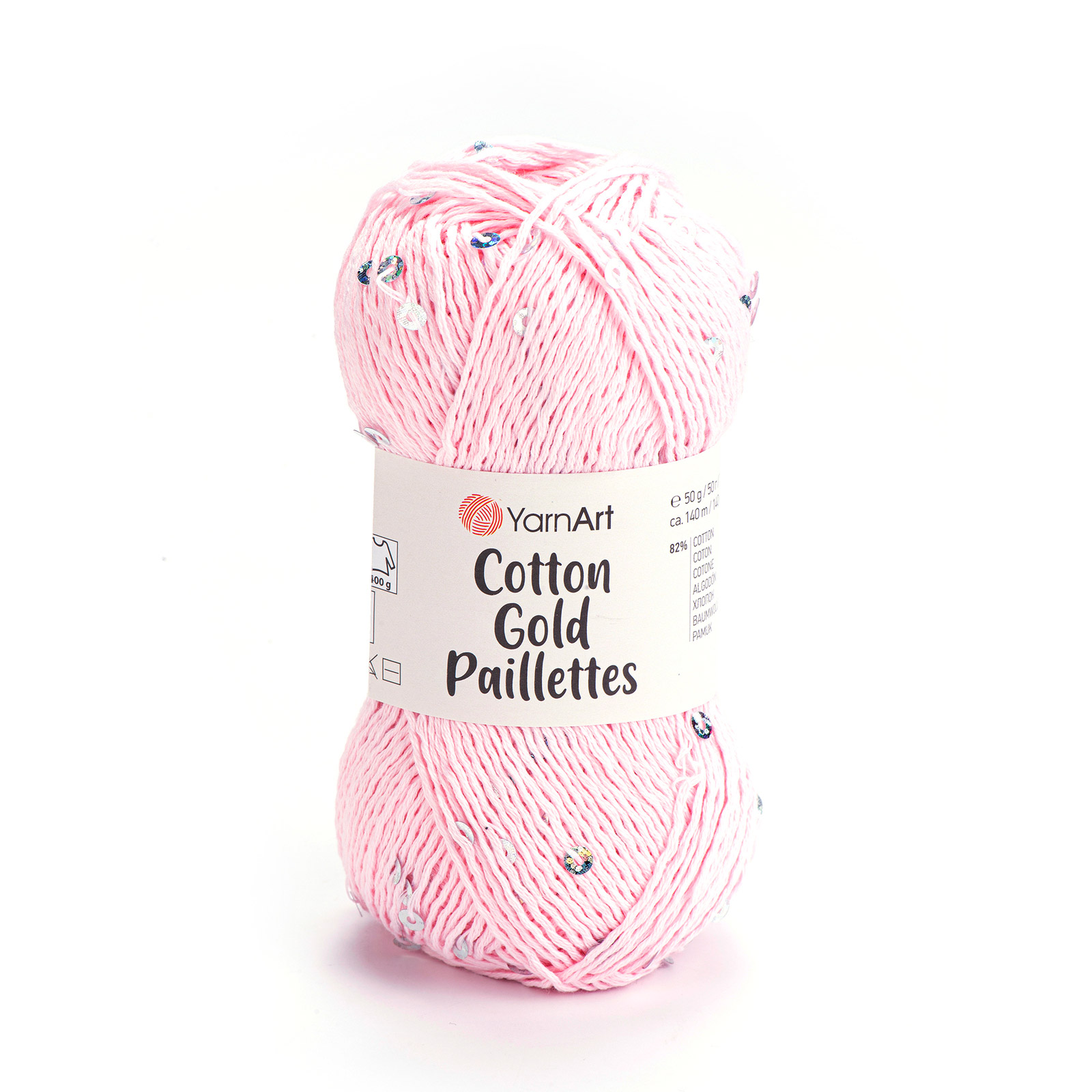 yarnart cotton gold paillettes - pink (7107) - 50gr (140mt) | 1pc