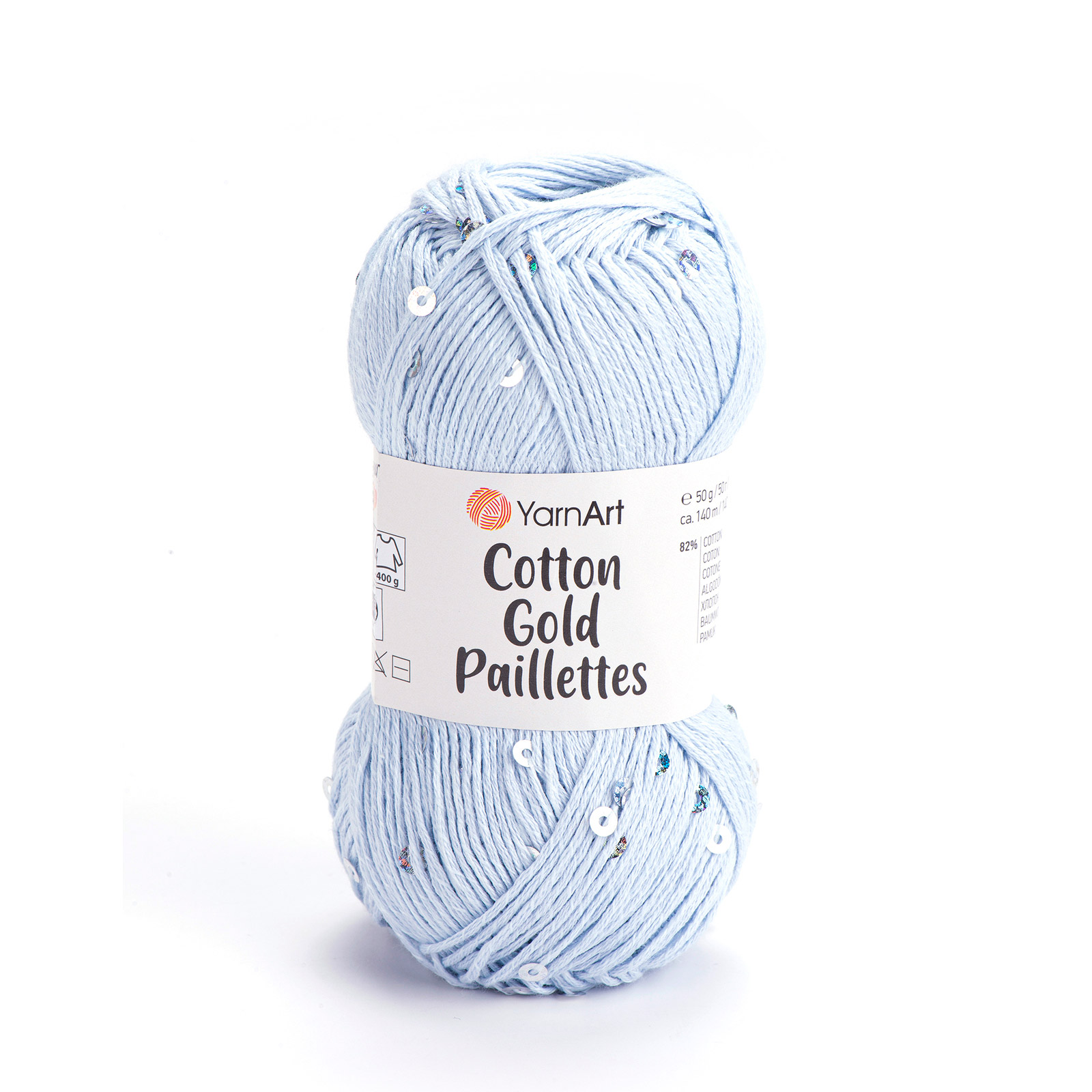 yarnart cotton gold paillettes - baby blue (7109) - 50gr (140mt) | 1pc