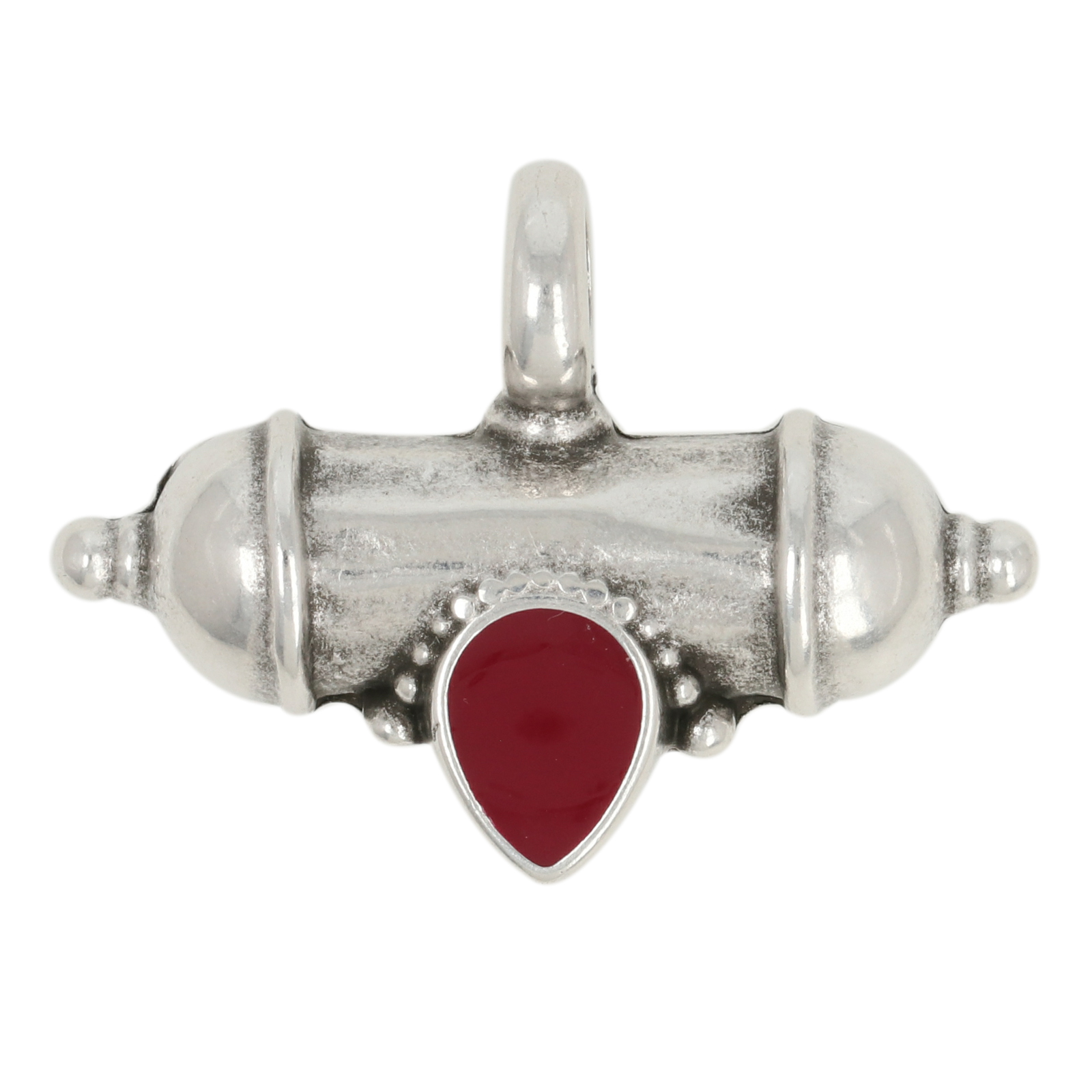 antique silver plated enameled talisman pendant 32x14mm | 1pc