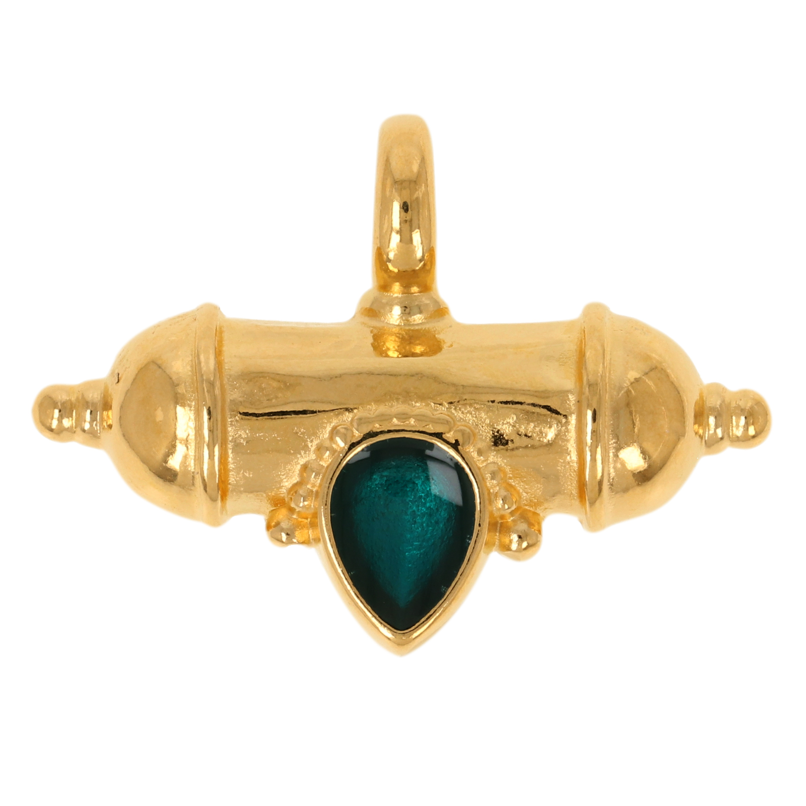 gold plated enameled talisman pendant 32x14mm | 1pc