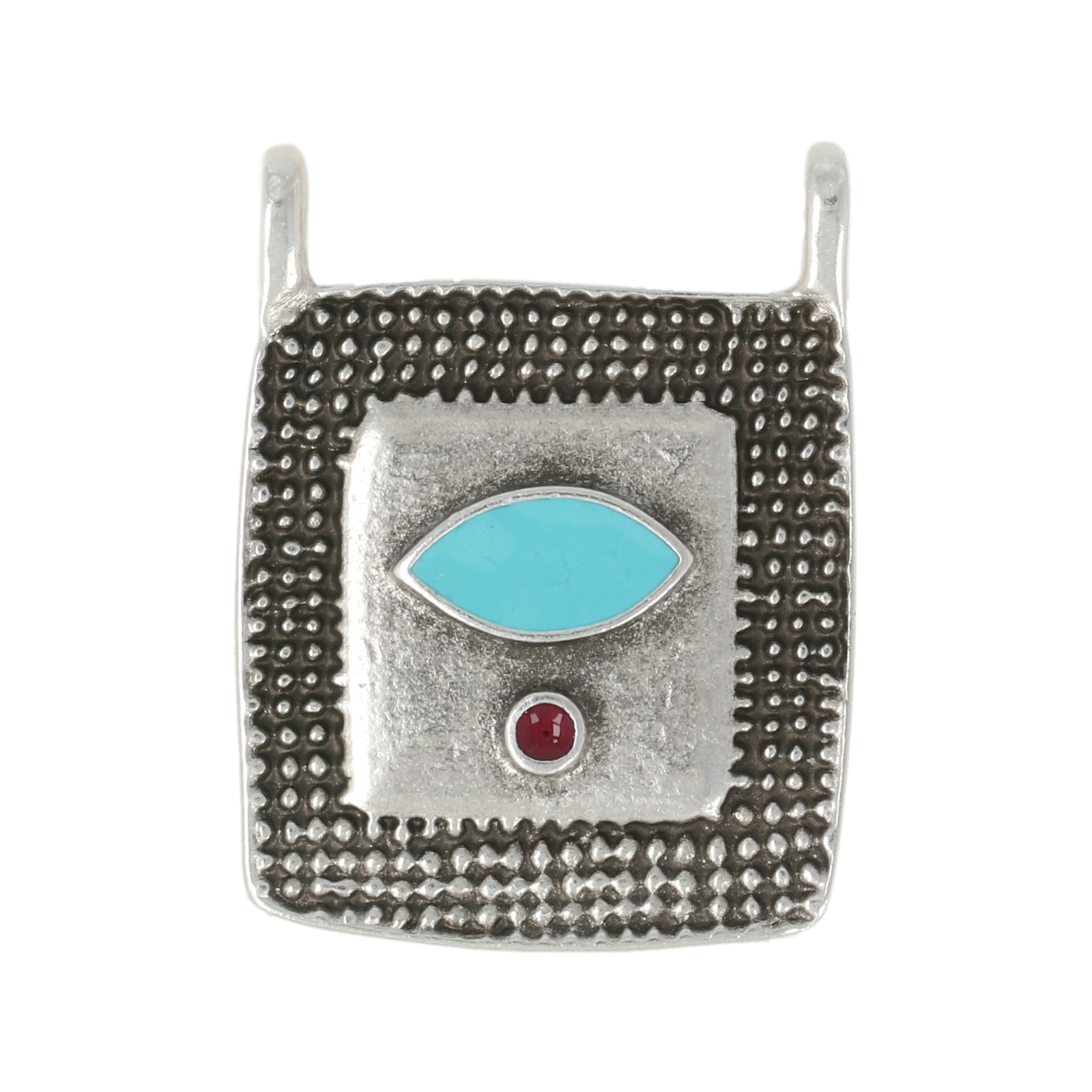 anhänger zwischenteil emailliert antik versilbert evil eye 20x18mm | 1st