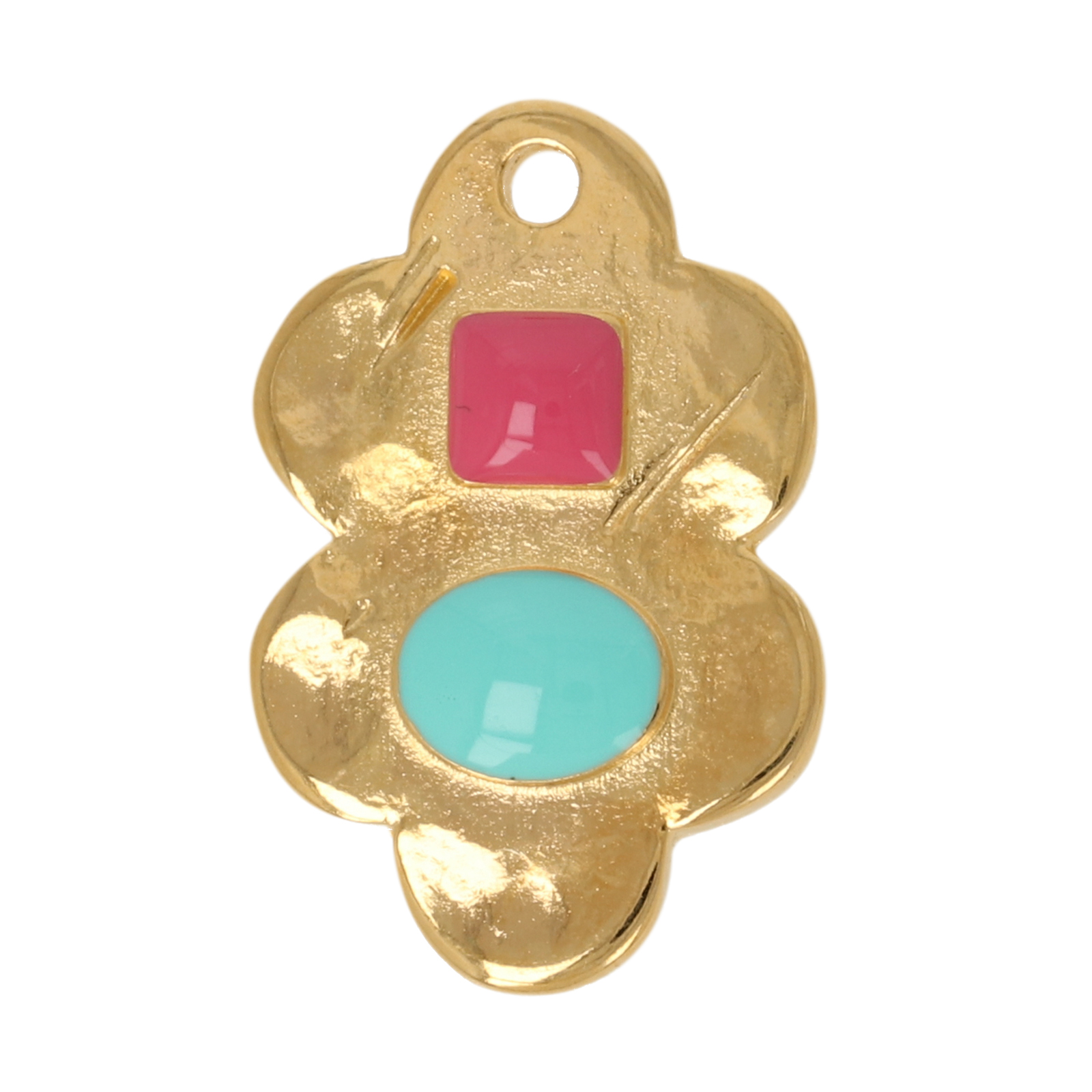 gold plated enameled organic shape pendant 22x14mm | 1pc