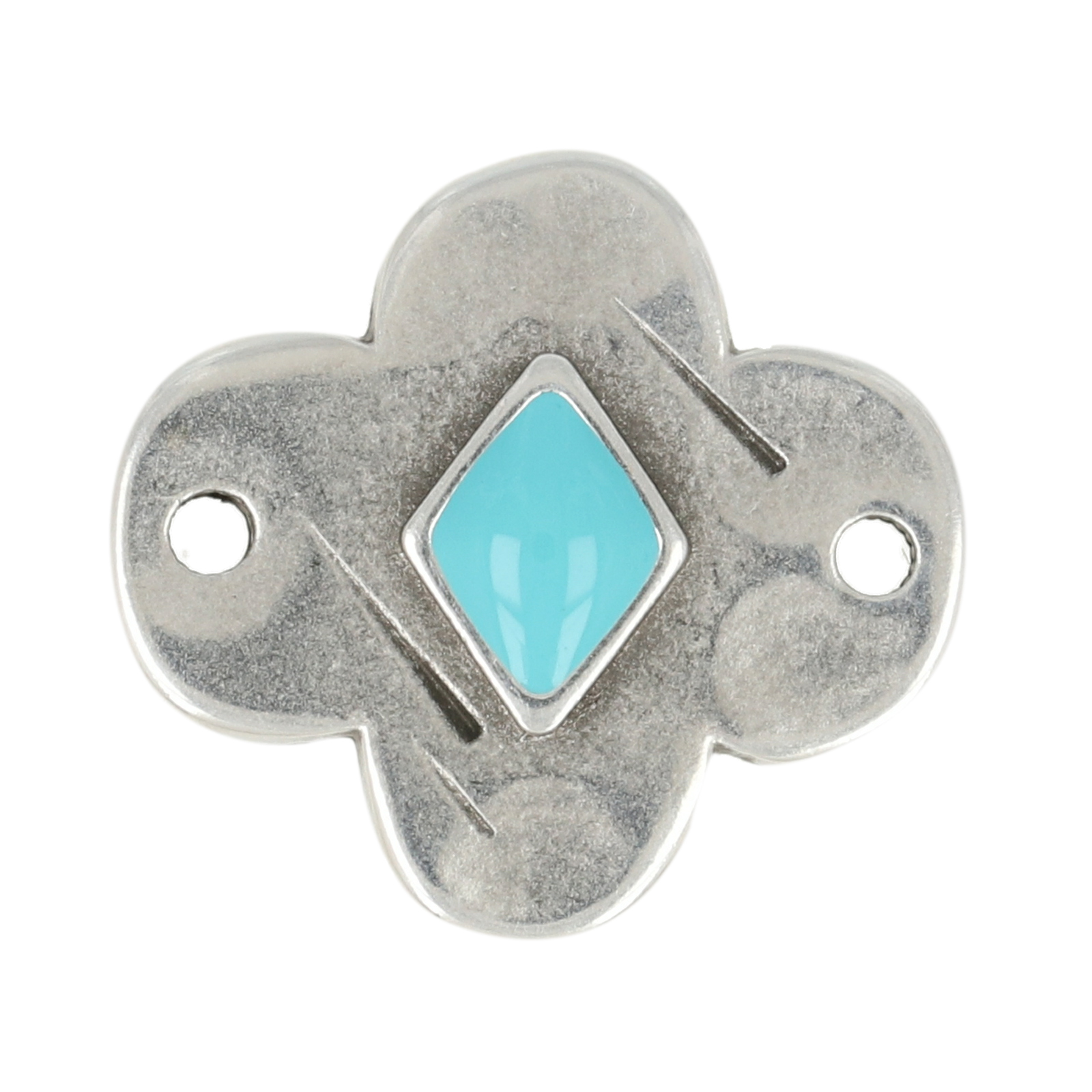 antique silver plated enameled flower 20x18mm | 2pc