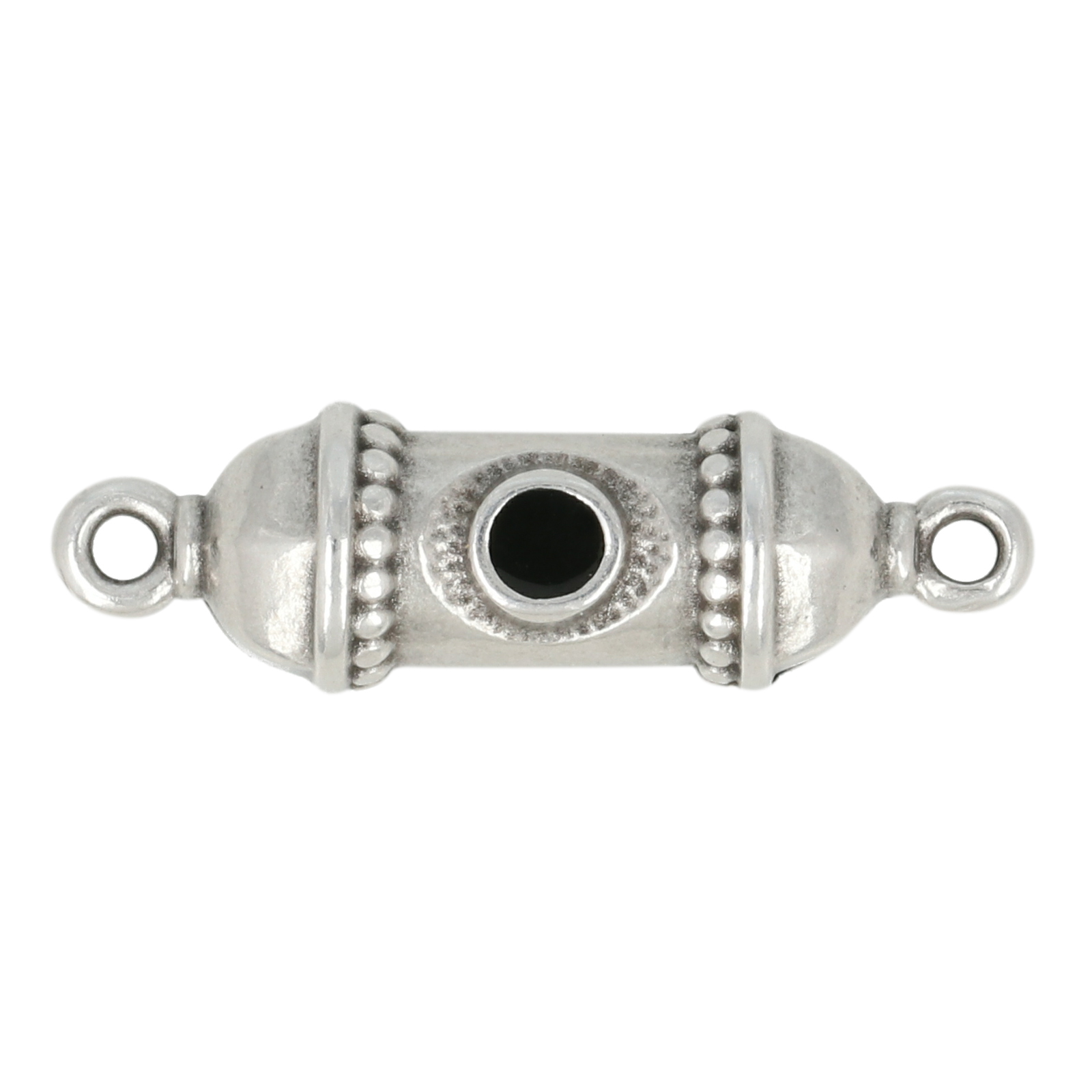 antique silver plated enameled talisman 26x8mm | 2pc