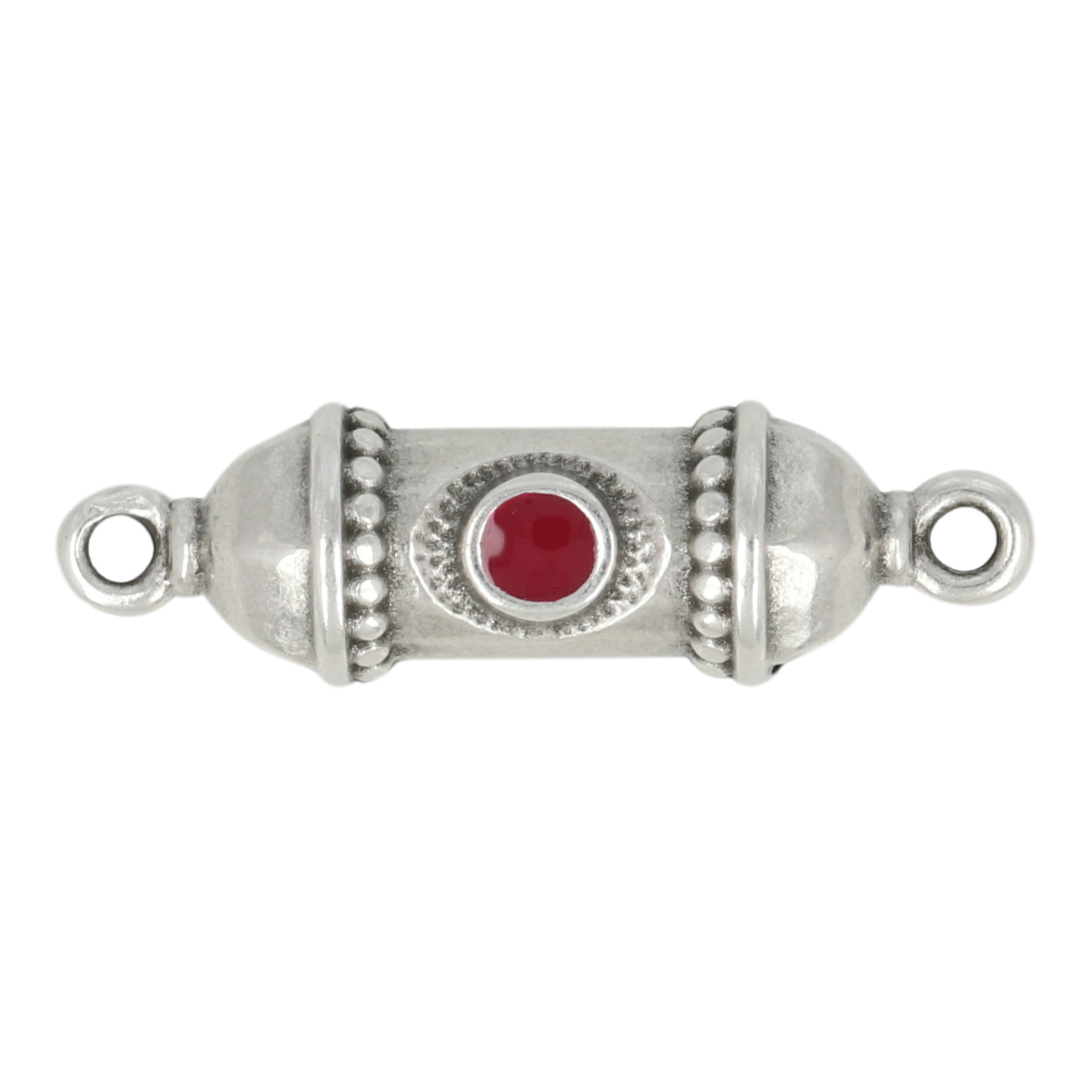 antique silver plated enameled talisman 26x8mm | 2pc