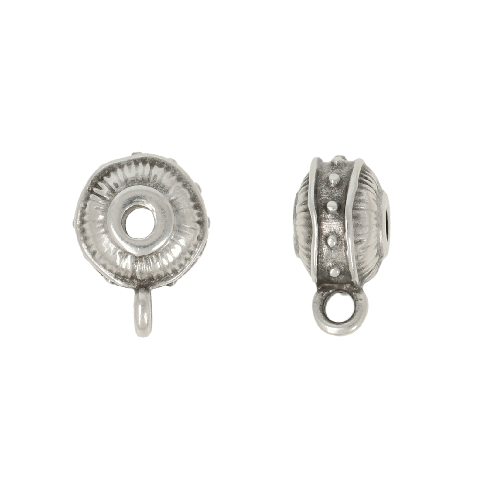antique silver plated roundelle bail 9x7mm | 4pc