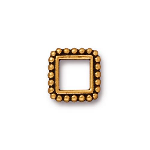 antique gold plated bead frame square 11mm | 1pc