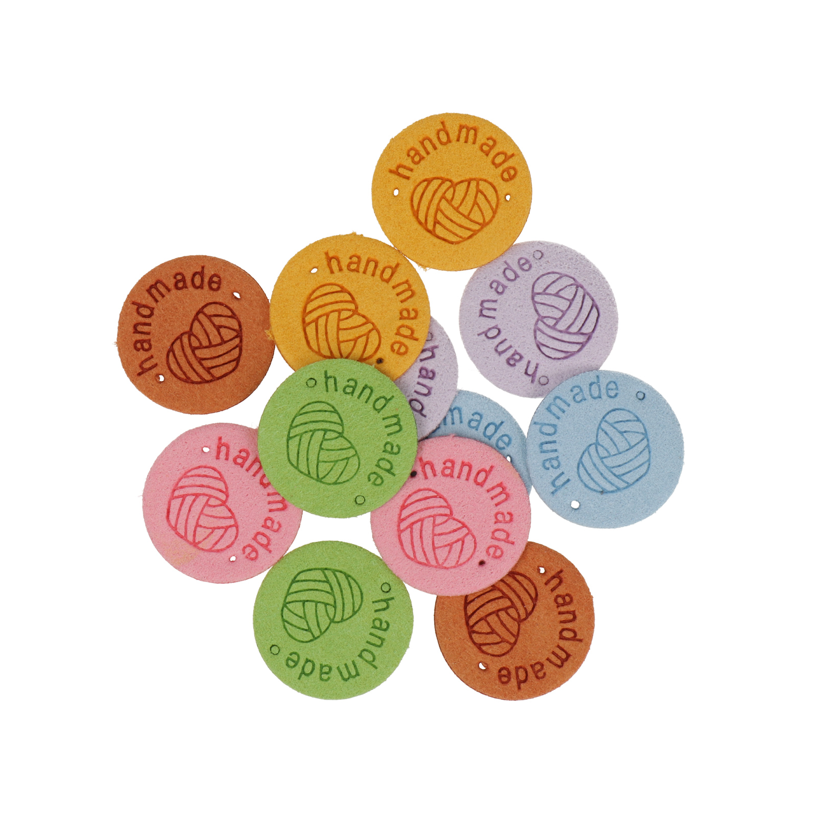 handmade mix color pu tags 2,5cm | 12pc