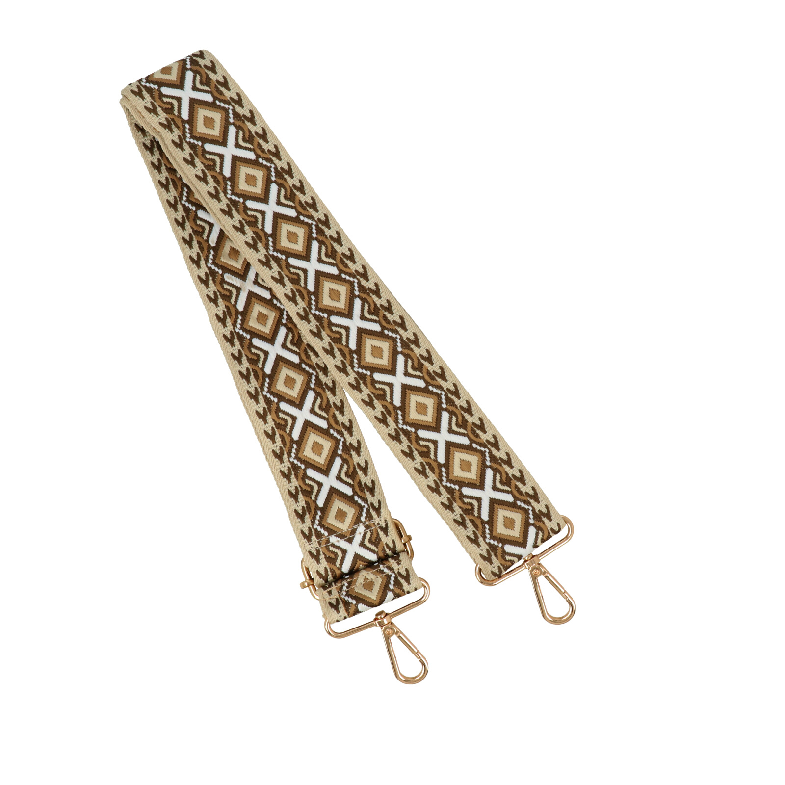 chevron beige shoulder strap with gold snap hook 5cm wide - 140cm adjustable | 1pc