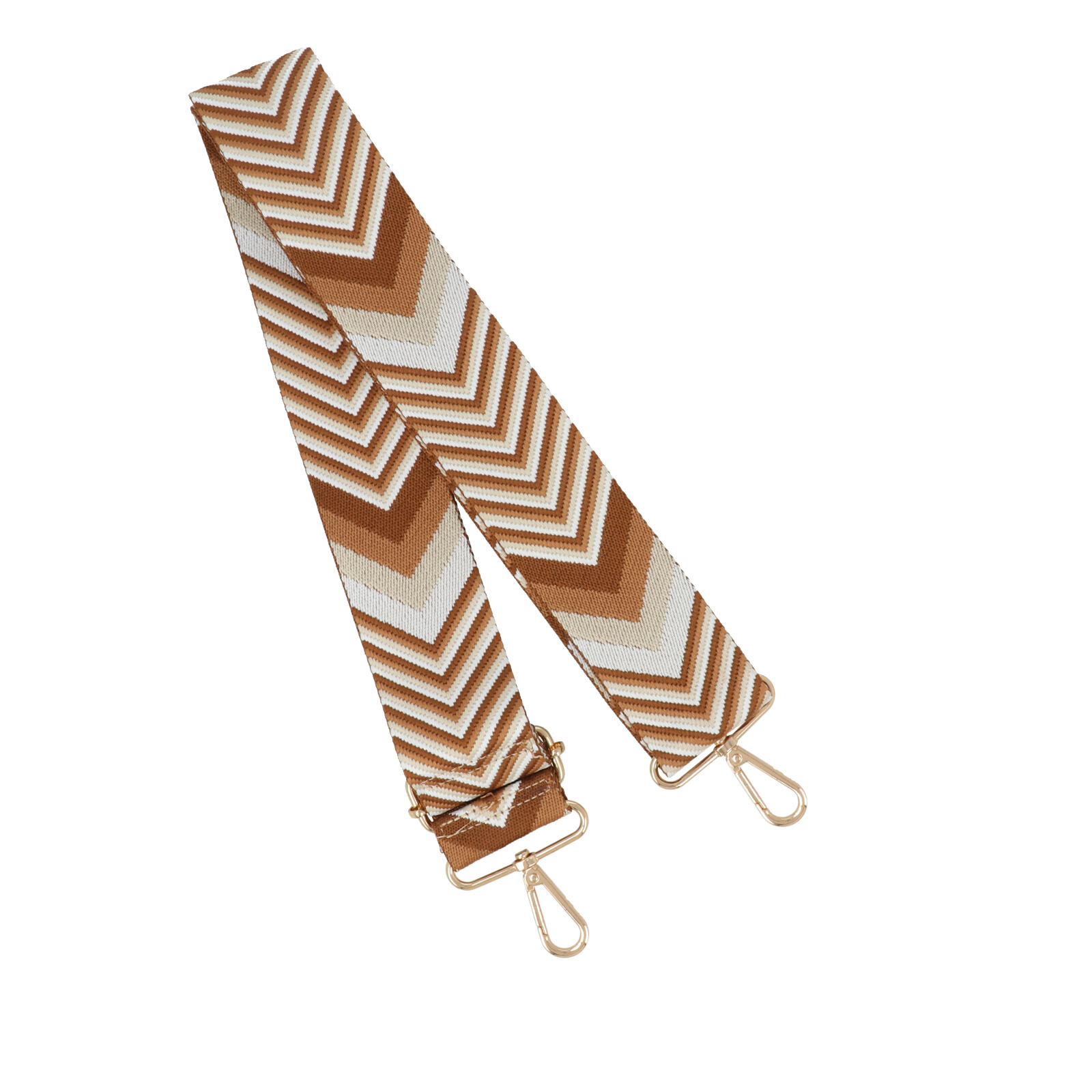chevron brown shoulder strap with gold snap hook 5cm wide - 140cm adjustable | 1pc