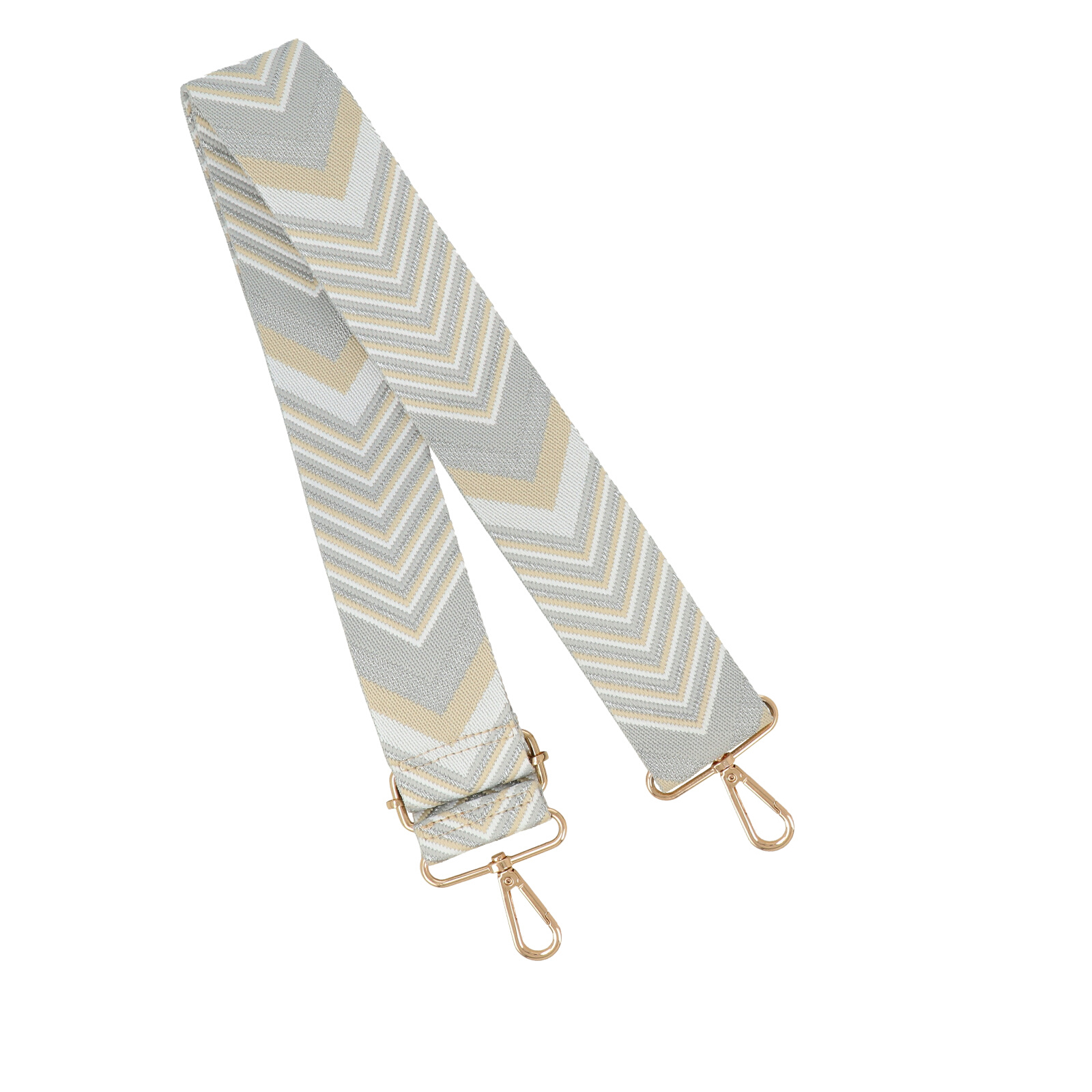 chevron silver shoulder strap with gold snap hook 5cm wide - 140cm adjustable | 1pc