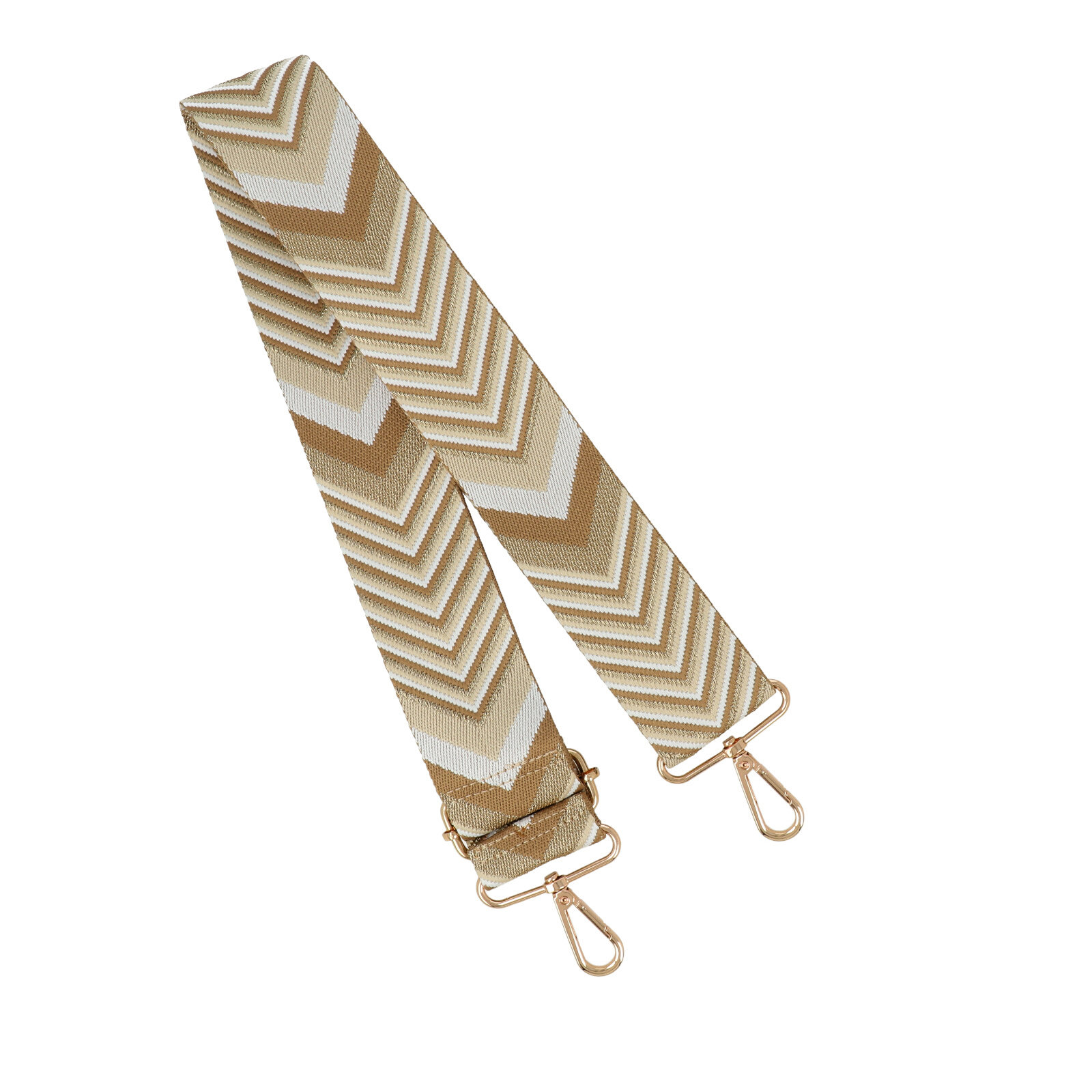 chevron beige shoulder strap with gold snap hook 5cm wide - 140cm adjustable | 1pc