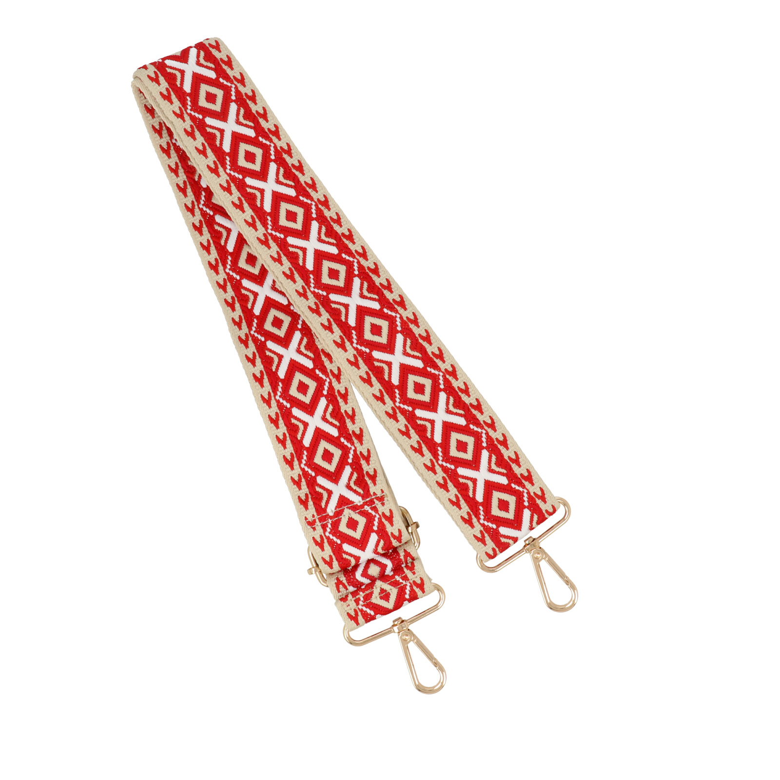chevron red shoulder strap with gold snap hook 5cm wide - 140cm adjustable | 1pc