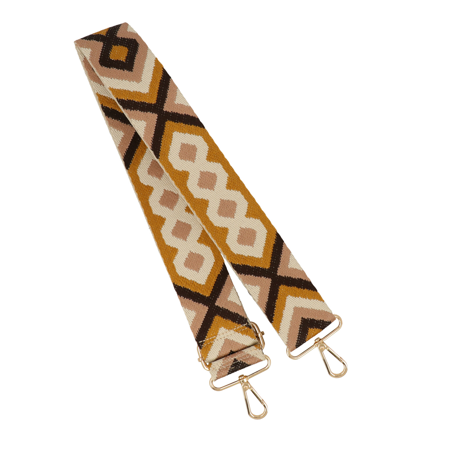 diamond caramel/beige shoulder strap with gold snap hook 5cm wide - 140cm adjustable | 1pc