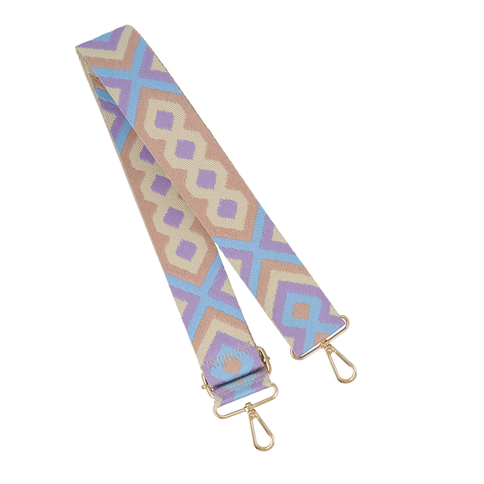 diamond sky/violet shoulder strap with gold snap hook 5cm wide - 140cm adjustable | 1pc