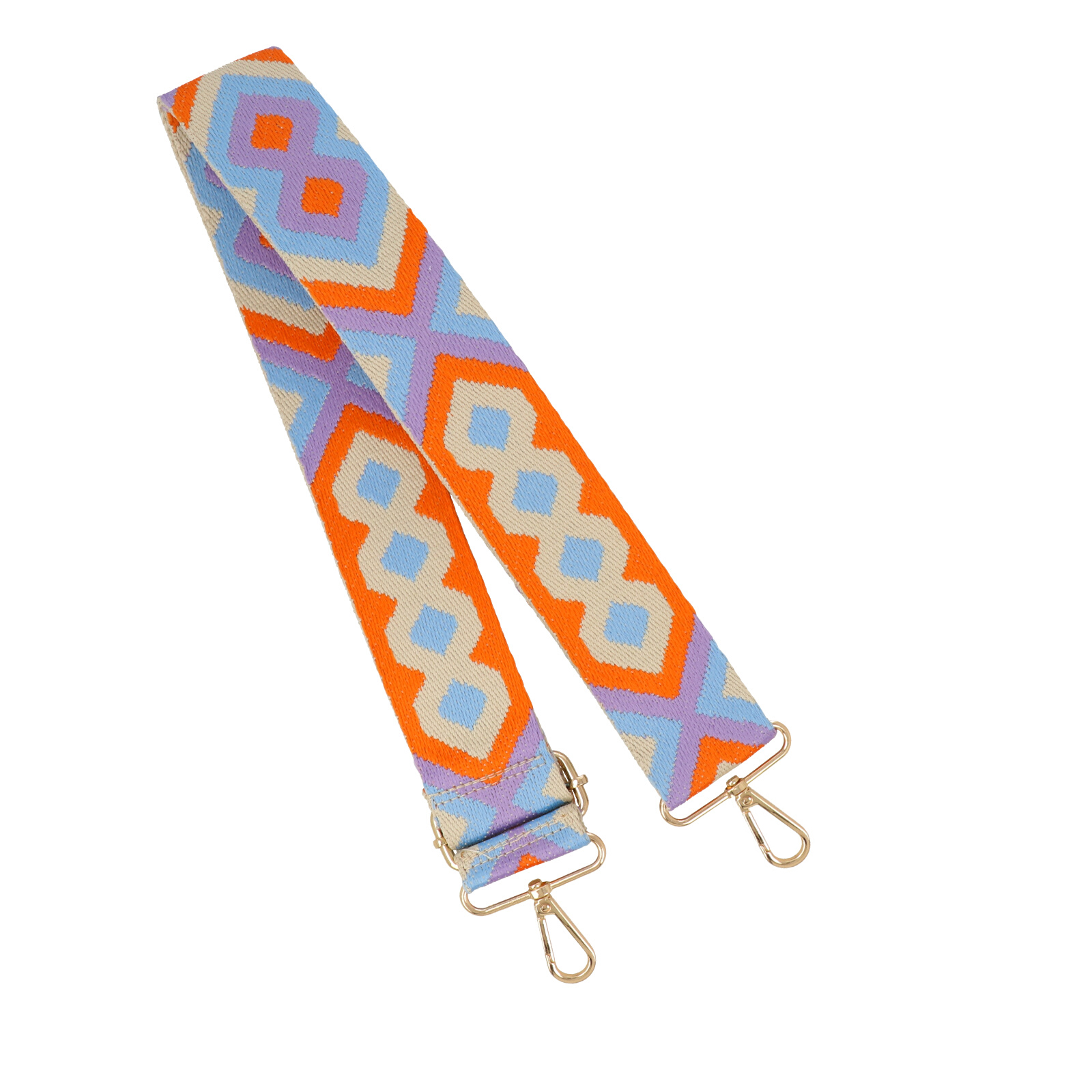diamond sky/orange shoulder strap with gold snap hook 5cm wide - 140cm adjustable | 1pc