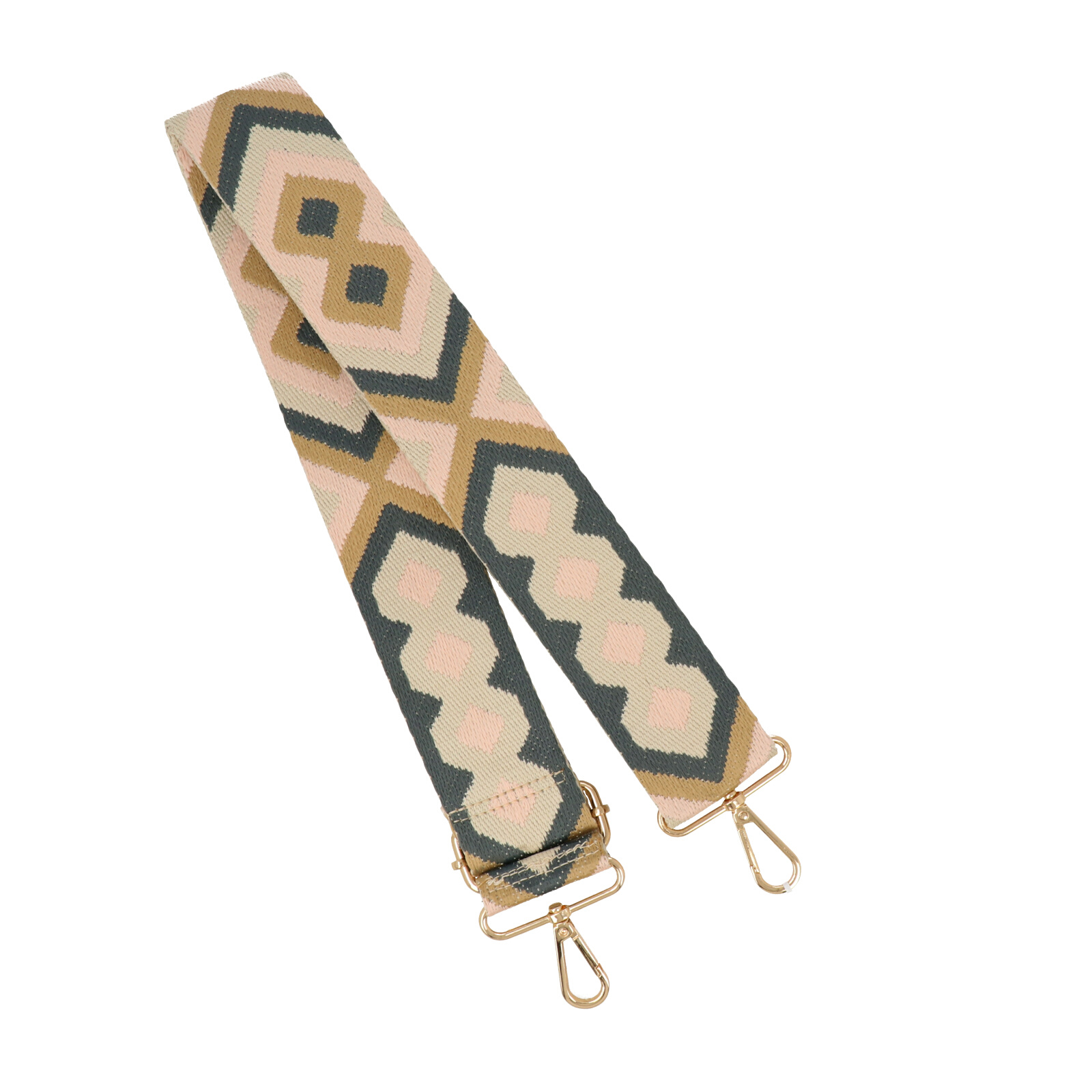 diamond pink/grey shoulder strap with gold snap hook 5cm wide - 140cm adjustable | 1pc