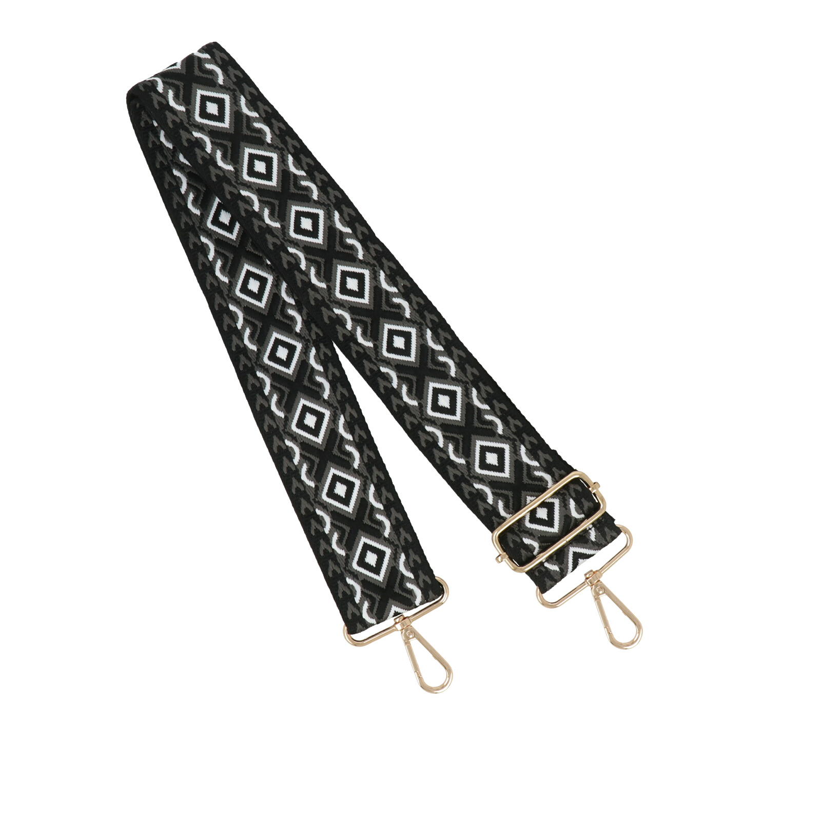 chevron black shoulder strap with gold snap hook 5cm wide - 140cm adjustable | 1pc