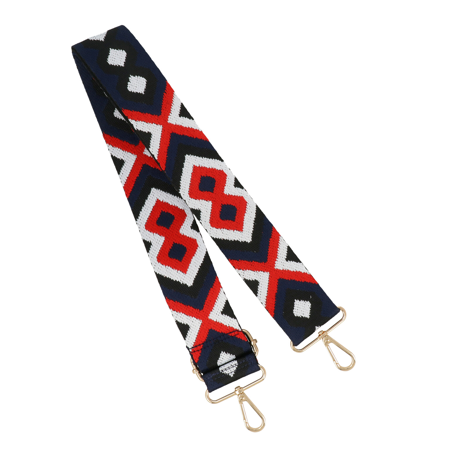 diamond black/red shoulder strap with gold snap hook 5cm wide - 140cm adjustable | 1pc