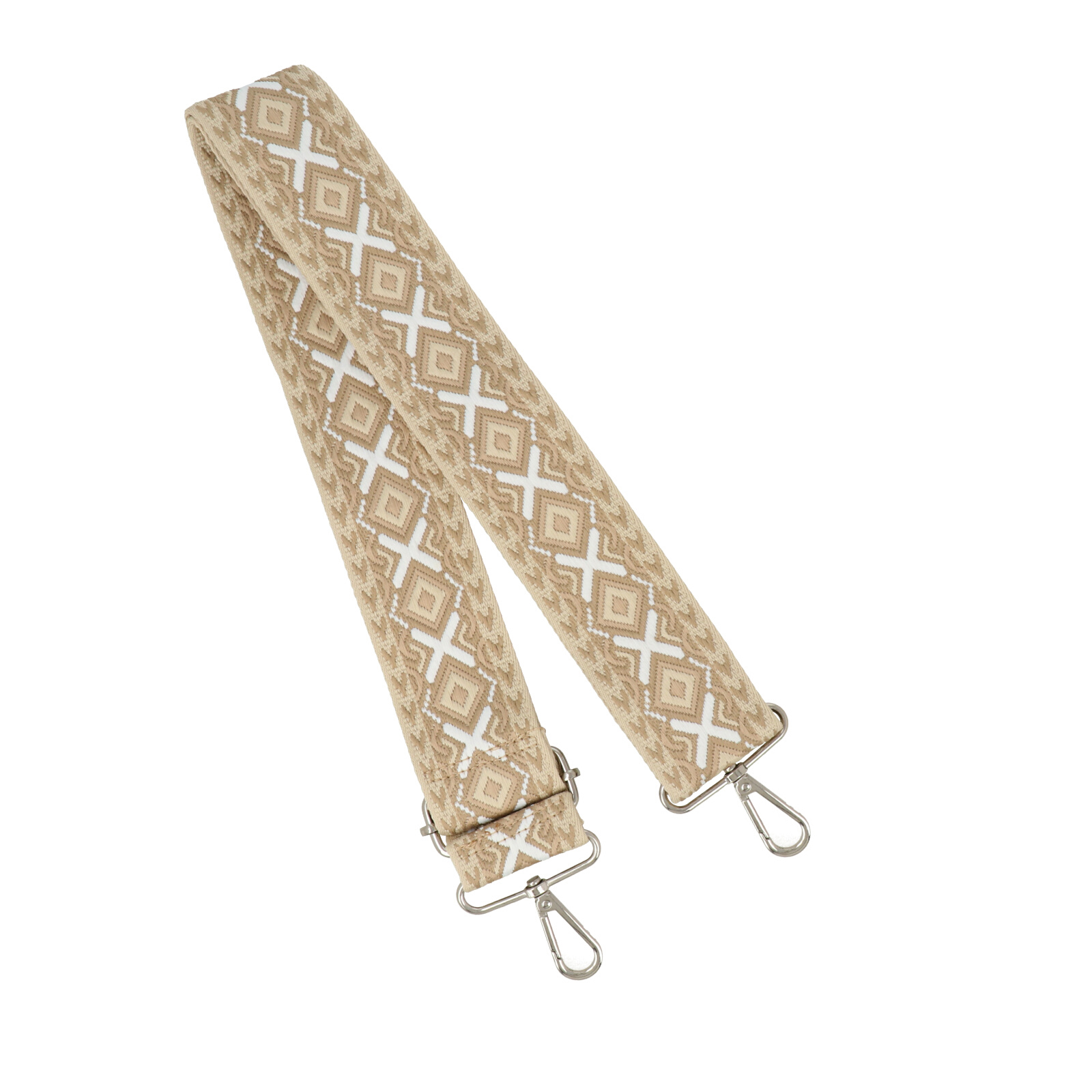 chevron beige shoulder strap with silevr snap hook 5cm wide - 140cm adjustable | 1pc