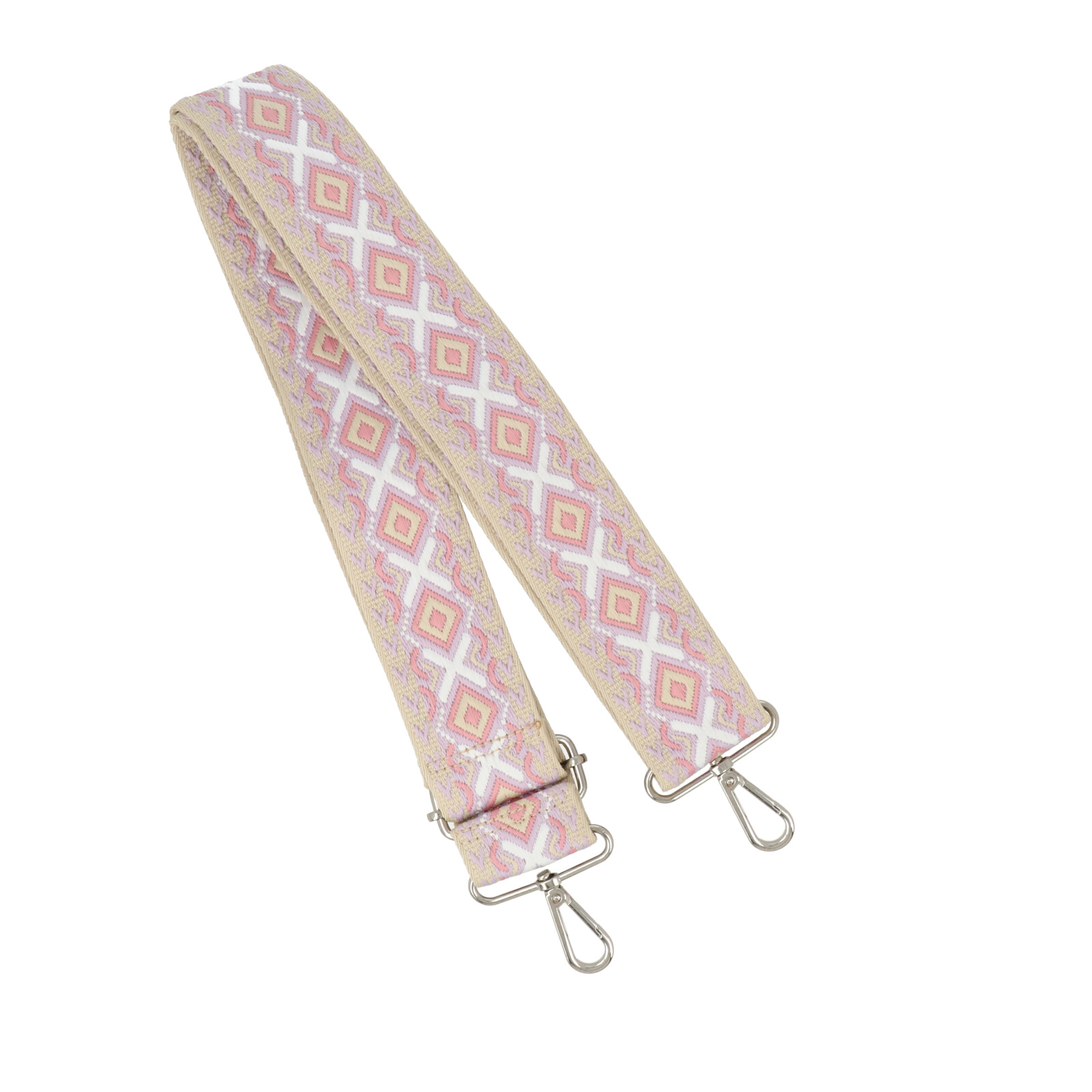 chevron pink shoulder strap with silevr snap hook 5cm wide - 140cm adjustable | 1pc