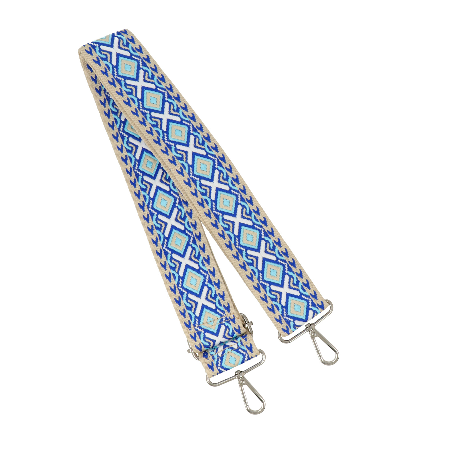 chevron sky blue shoulder strap with silevr snap hook 5cm wide - 140cm adjustable | 1pc