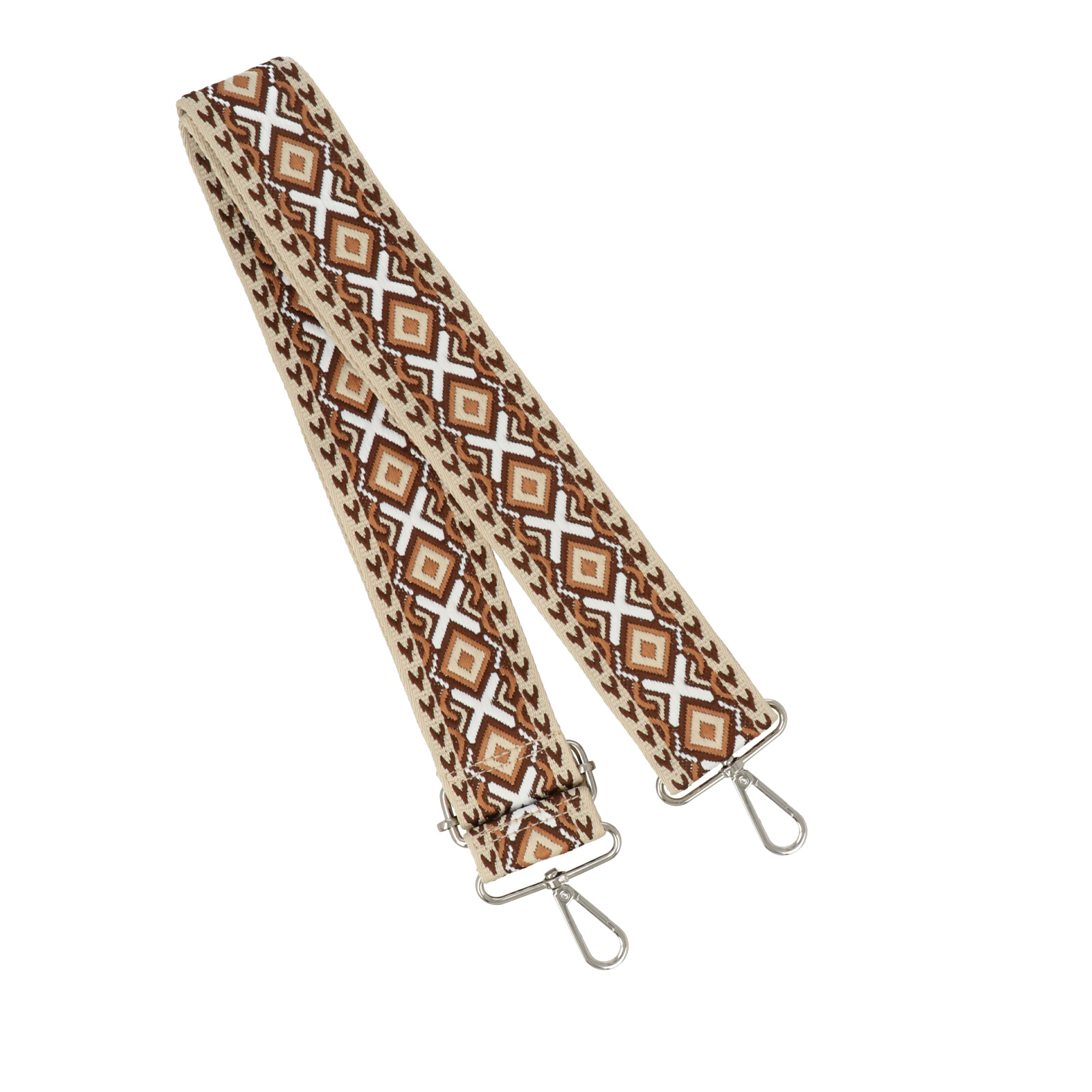 chevron brown shoulder strap with silevr snap hook 5cm wide - 140cm adjustable | 1pc