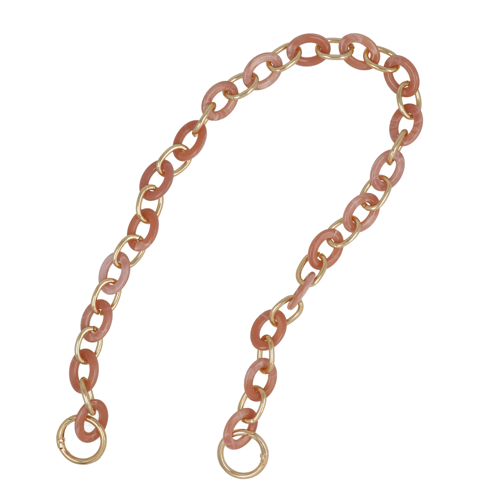 bag chain aluminium gold and pink acrylic oval link 25x18mm - 62cm | 1pc