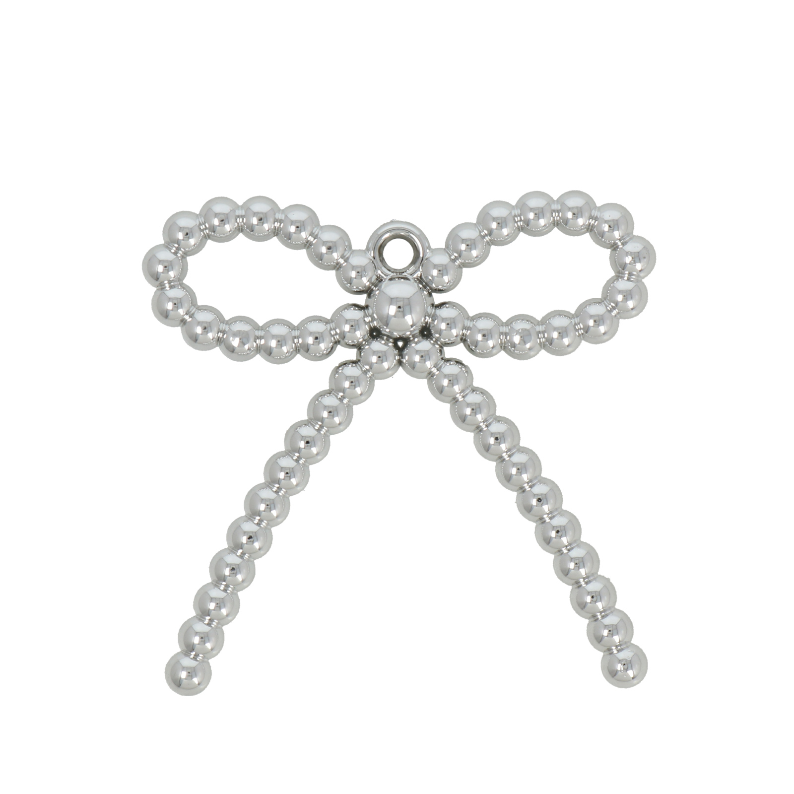 beads bag charm - silver beads ribbon | 2pc