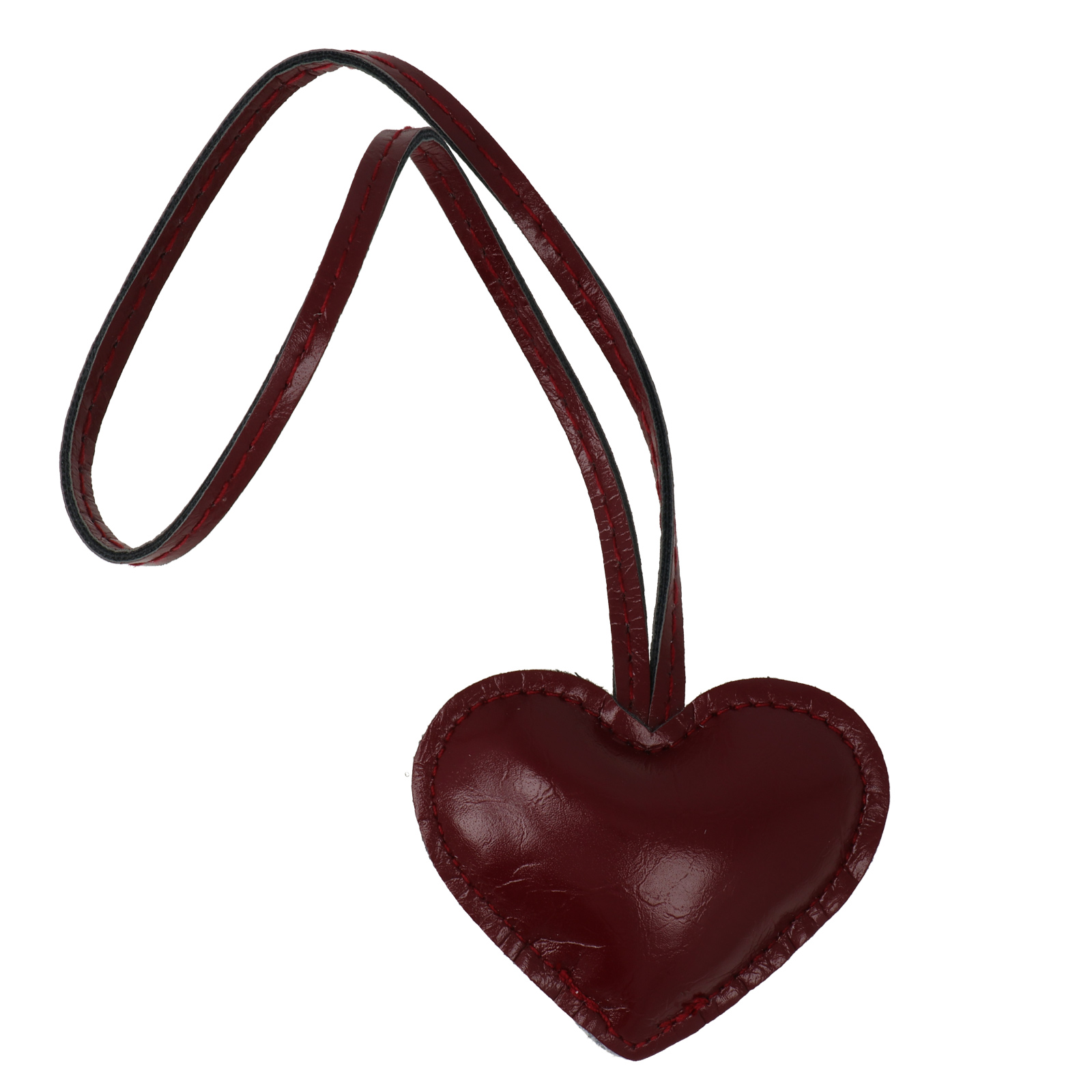faux leather bag charm - heart bordeaux 8cm | 1pc