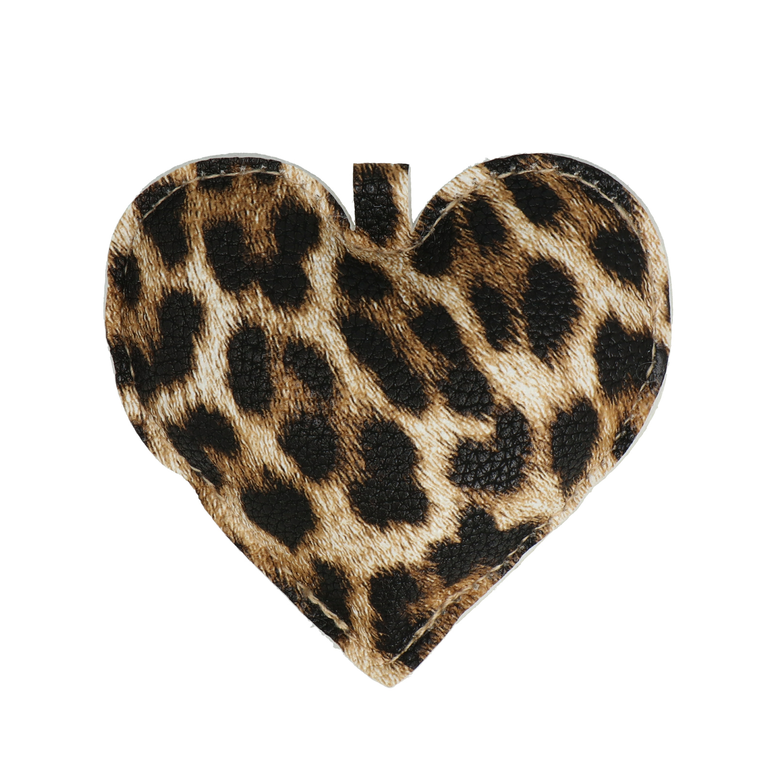 faux leather bag charm - heart leopard 8cm | 1pc