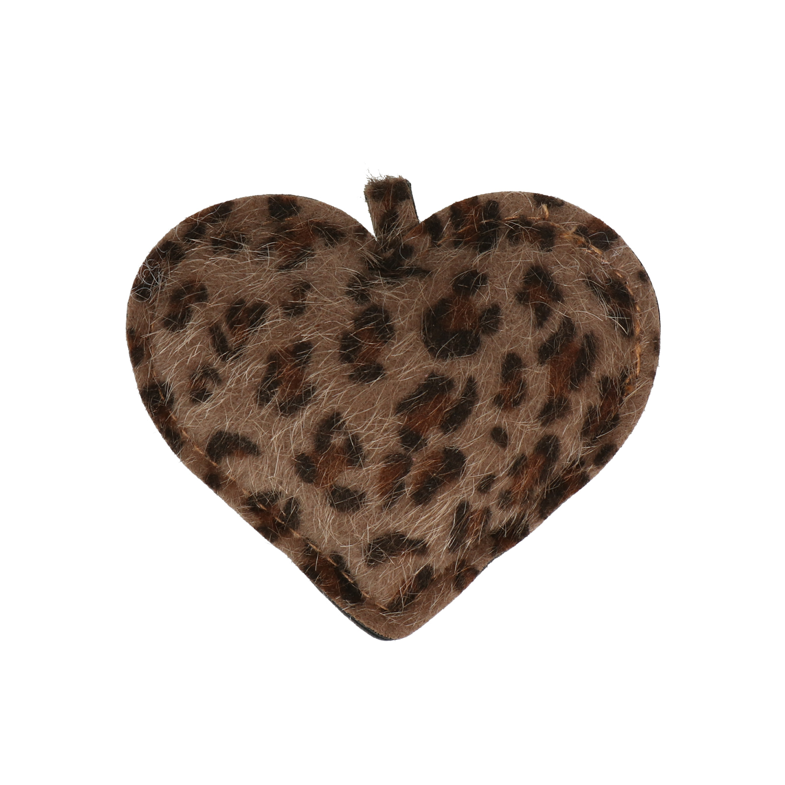 faux leather bag charm - heart leopard 7x6cm | 1pc