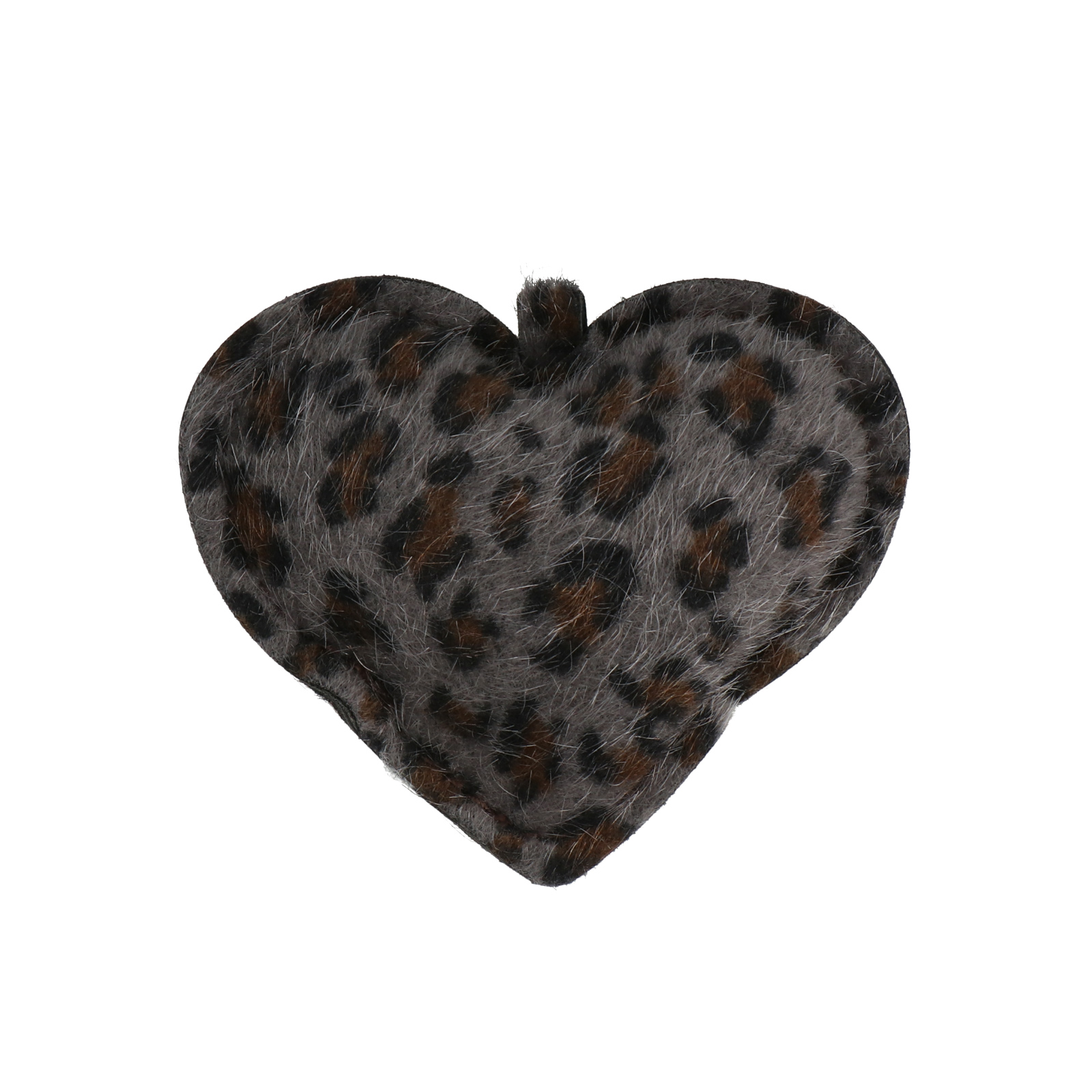 faux leather bag charm - heart leopard 7x6cm | 1pc