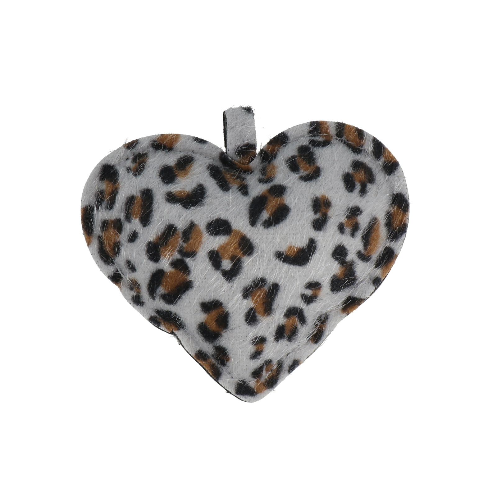 faux leather bag charm - heart leopard 7x6cm | 1pc