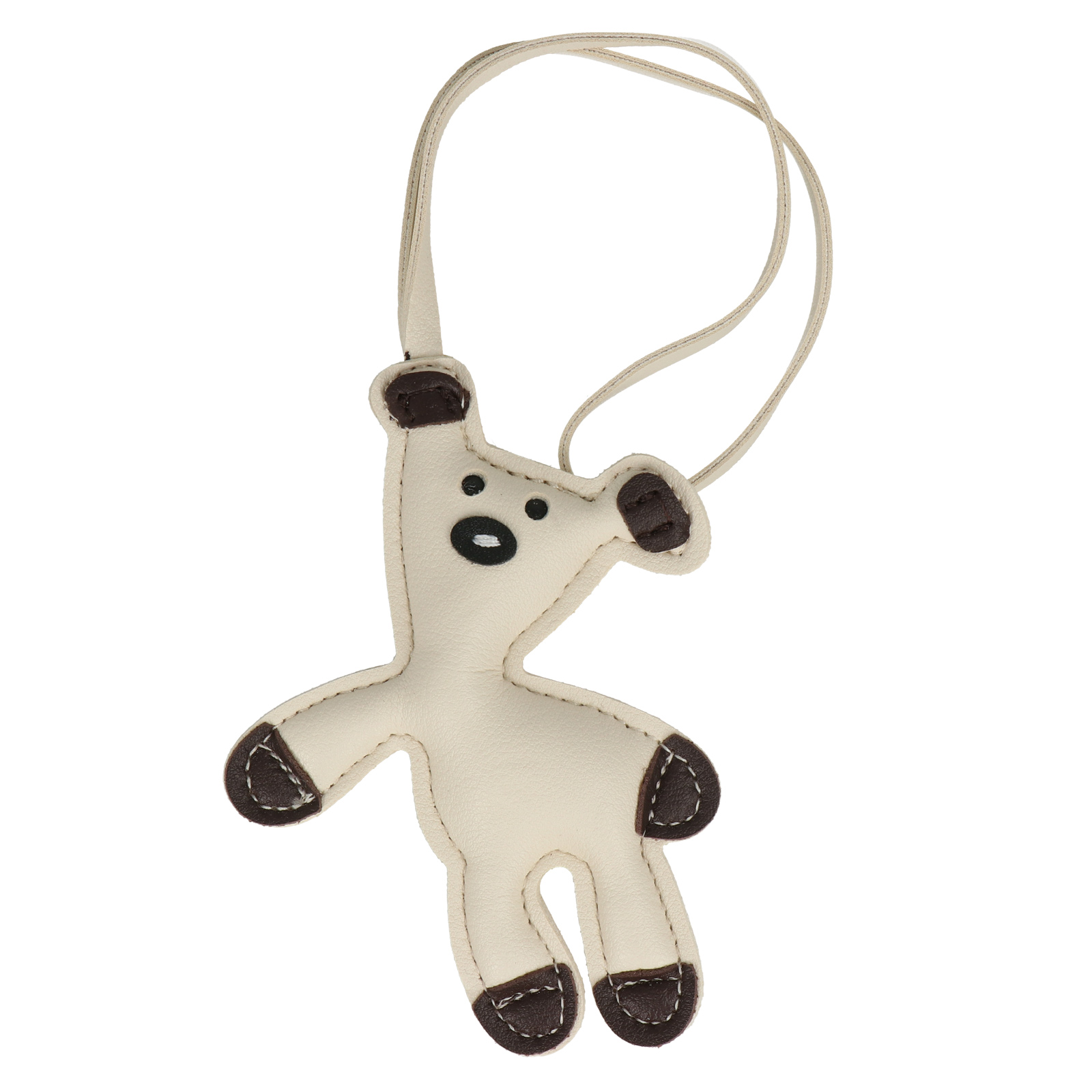 faux leather bag charm - white teddy bear 11x7cm | 1pc