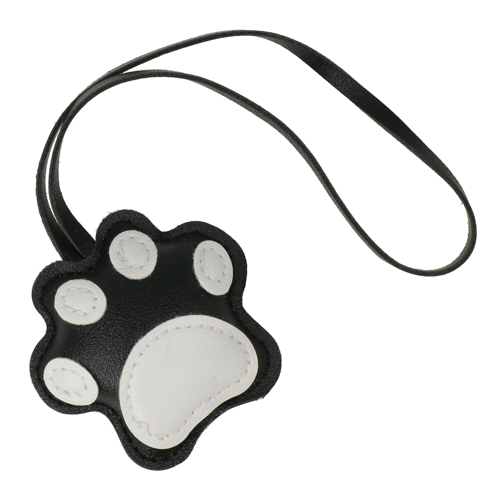 faux leather bag charm - black paw 7cm | 1pc