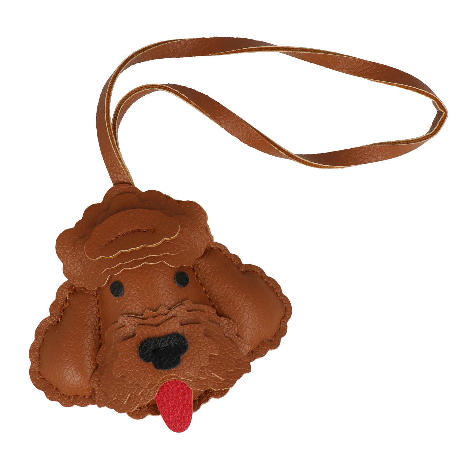 faux leather bag charm - brown poodle 8cm | 1pc