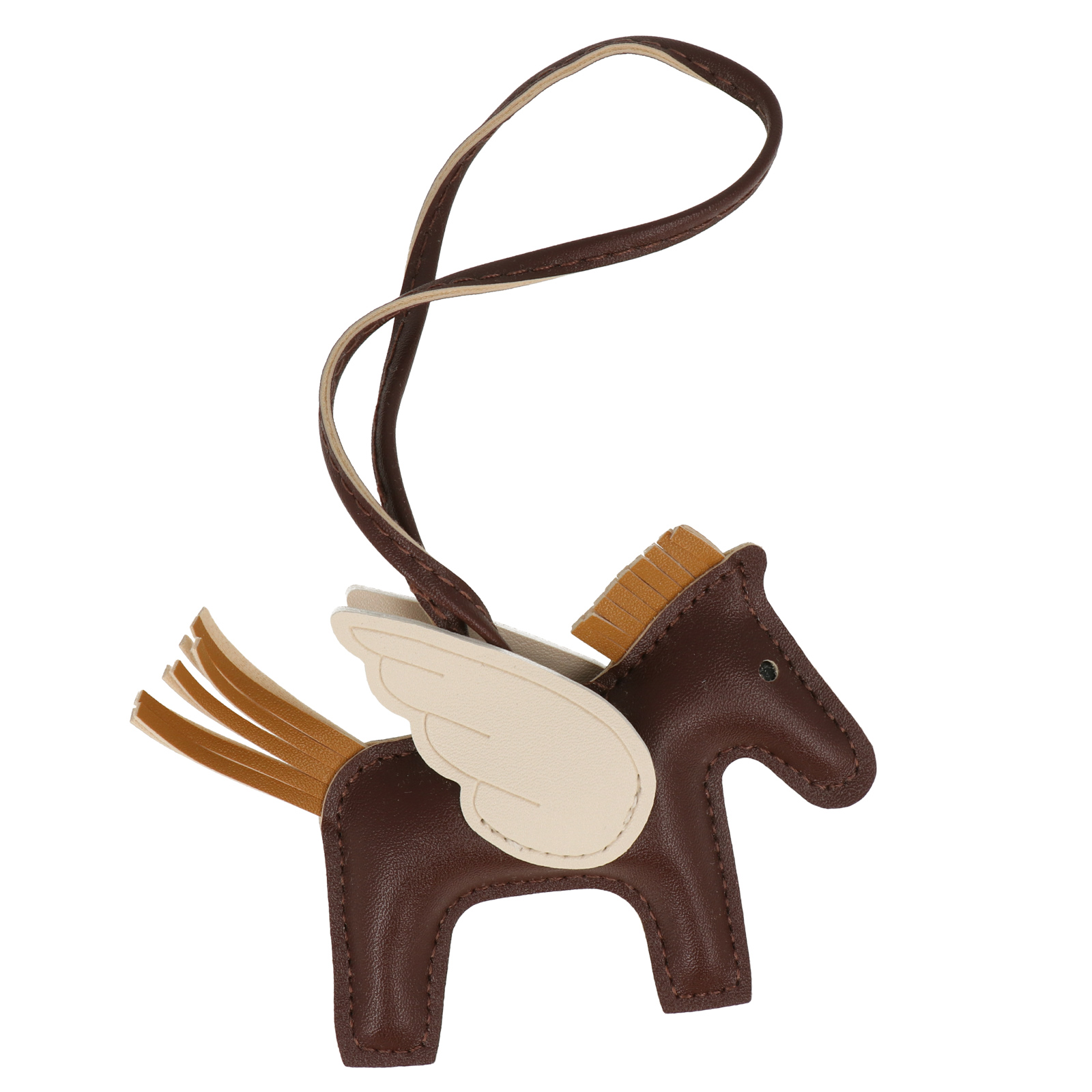 faux leather bag charm - brown pony 9x8cm | 1pc
