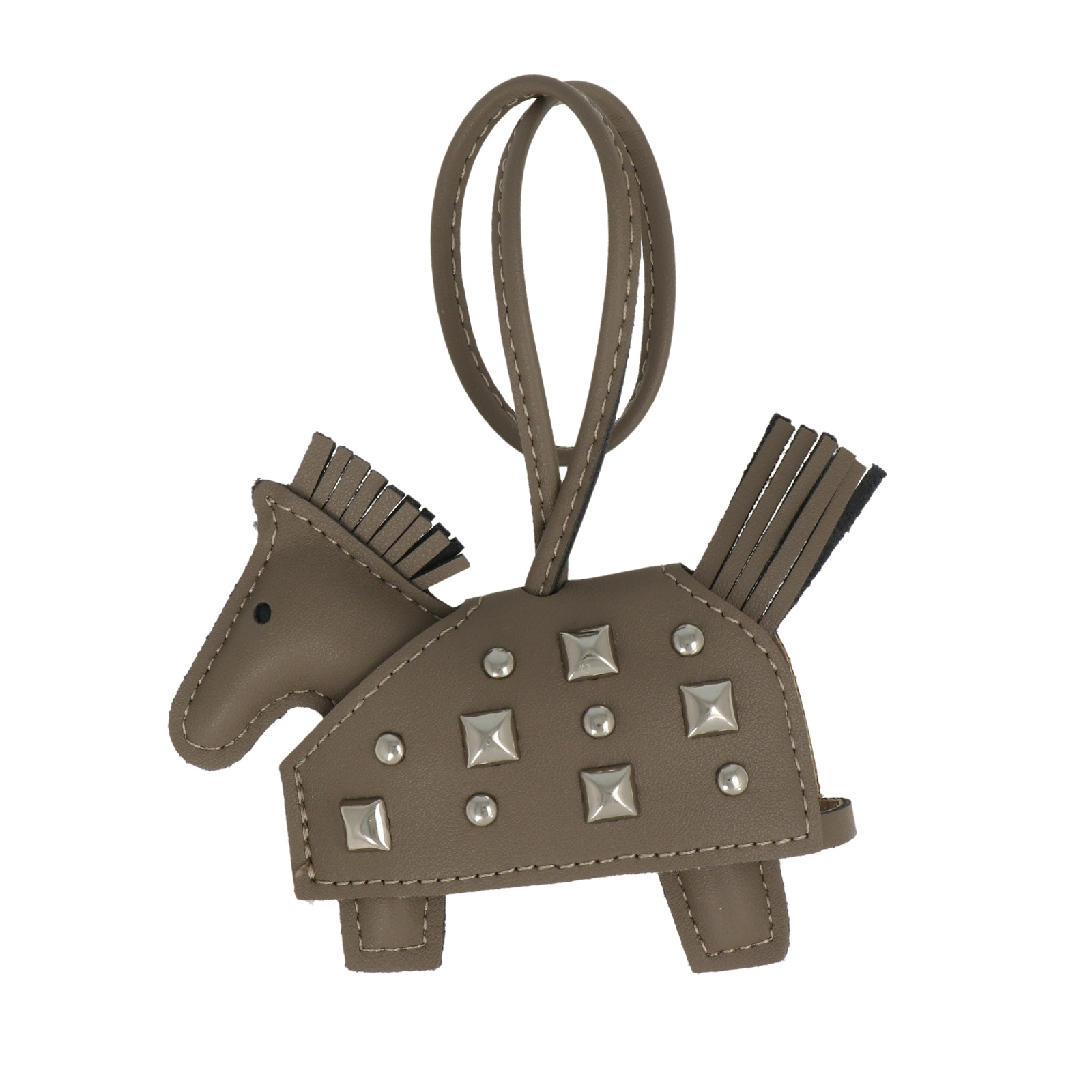 faux leather bag charm - beige pony 9x8cm | 1pc