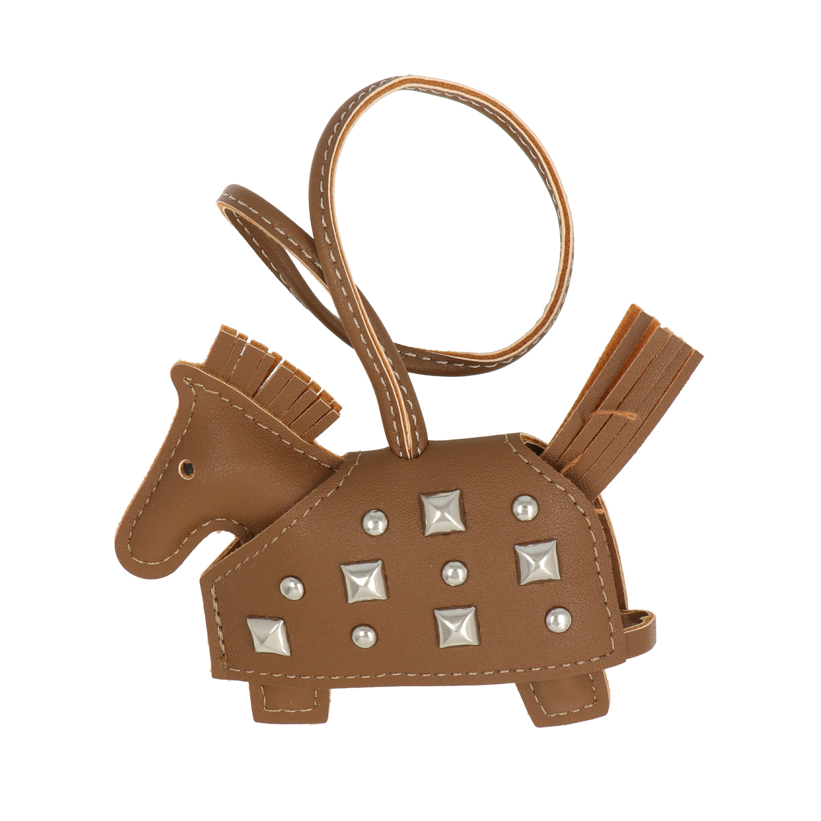 faux leather bag charm - brown pony 9x8cm | 1pc