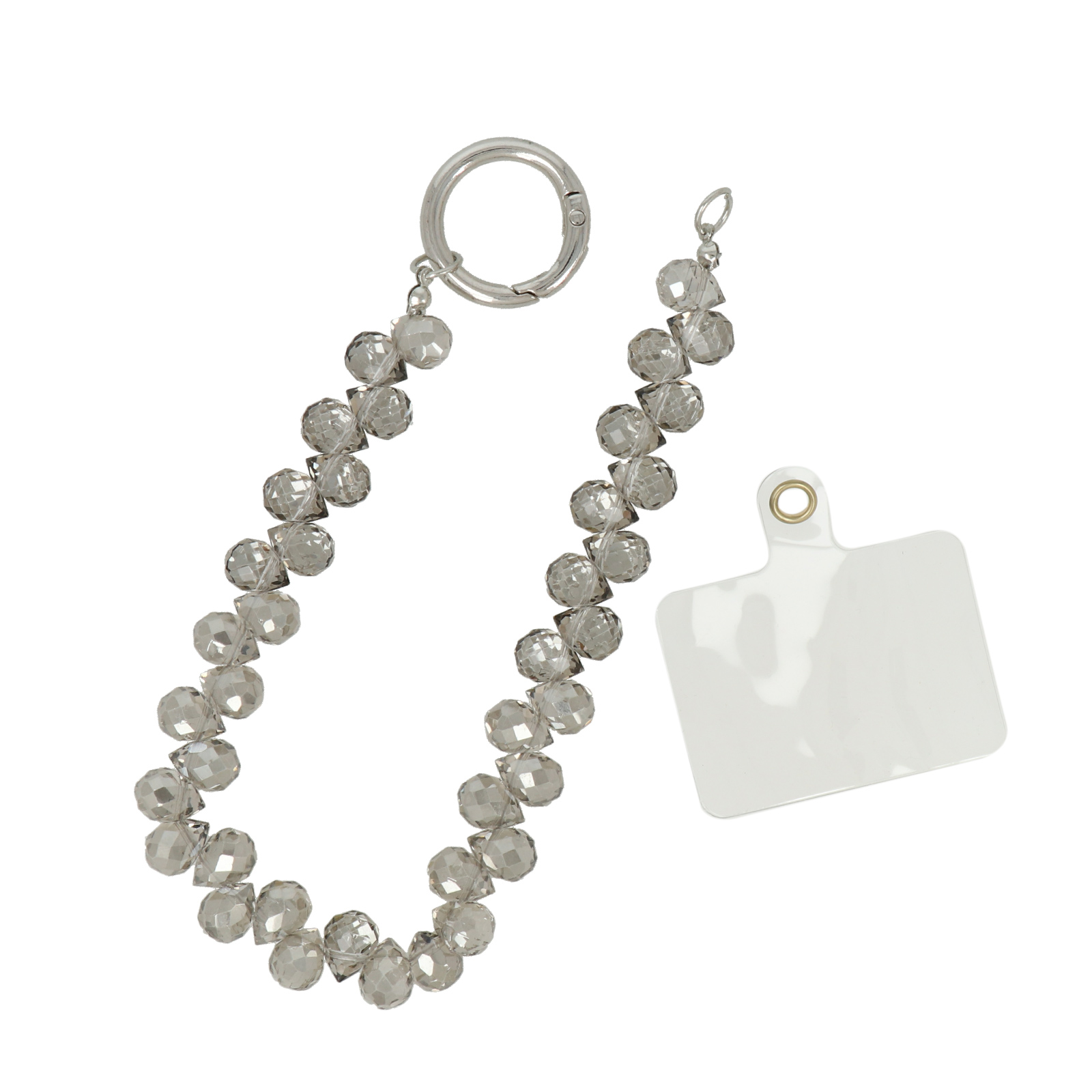 beaded bag charm - briolette silver shade 15cm | 1pc