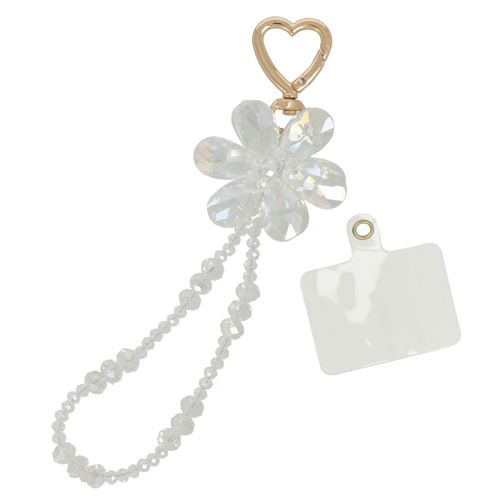 beaded bag charm - flower crystal ab 15cm | 1pc
