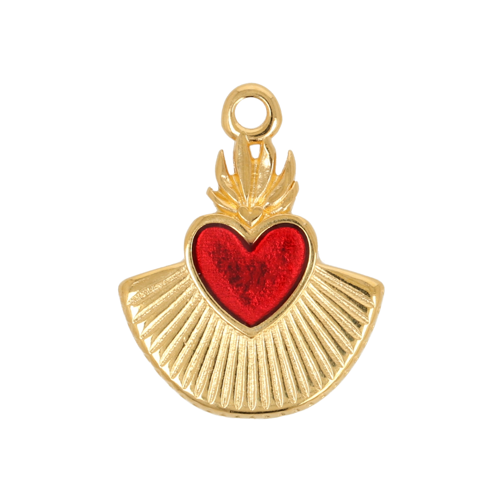 gold plated enameled heart pendant 22x17mm | 1pc