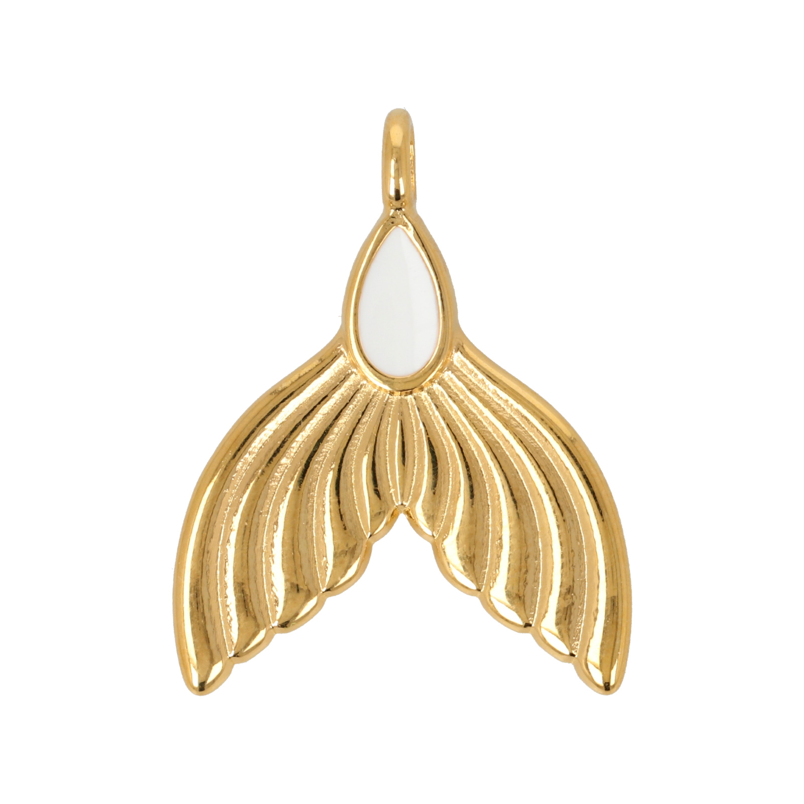 gold plated enameled mermaid tail pendant 30x24mm | 1pc