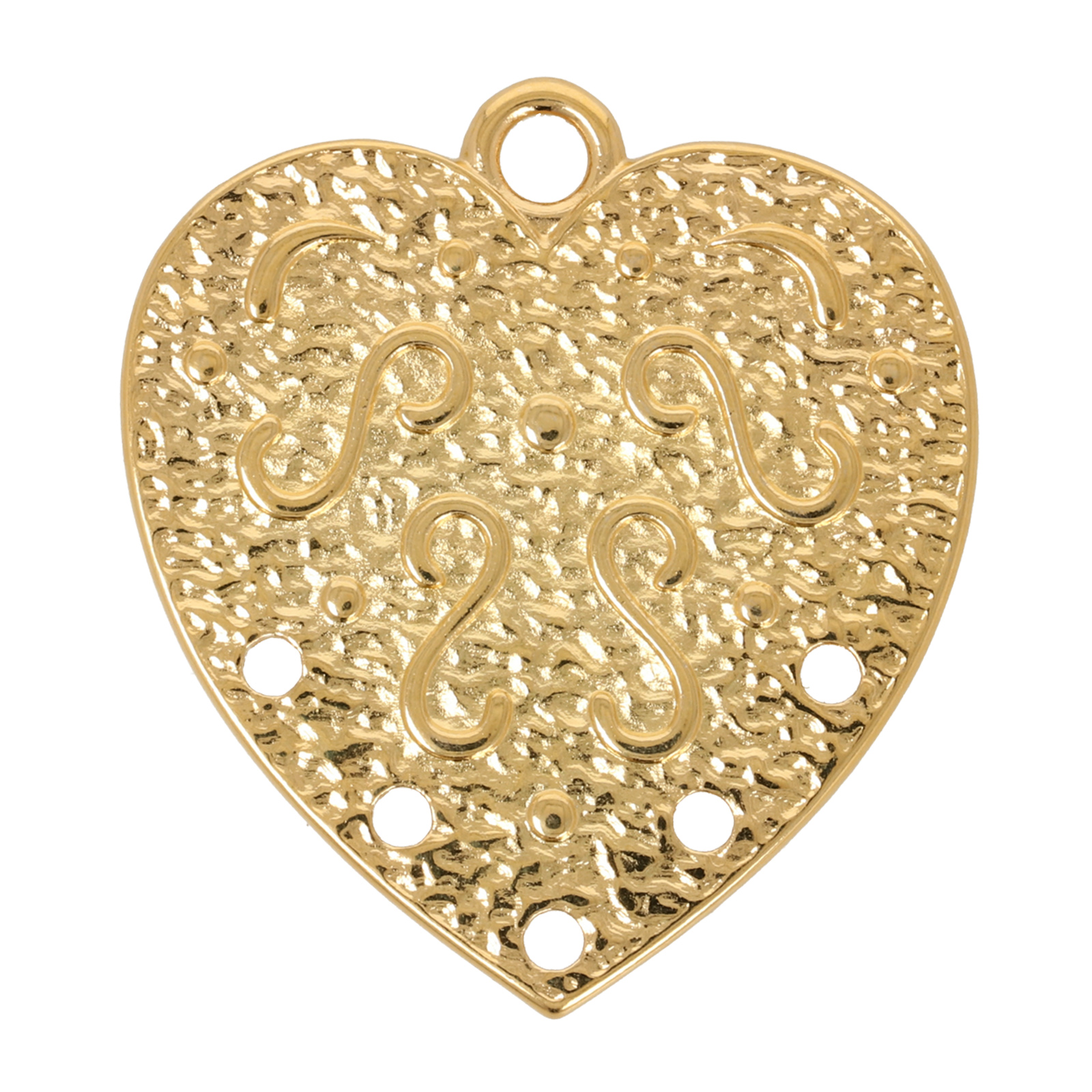 gold plated heart link pendant 35mm | 1pc